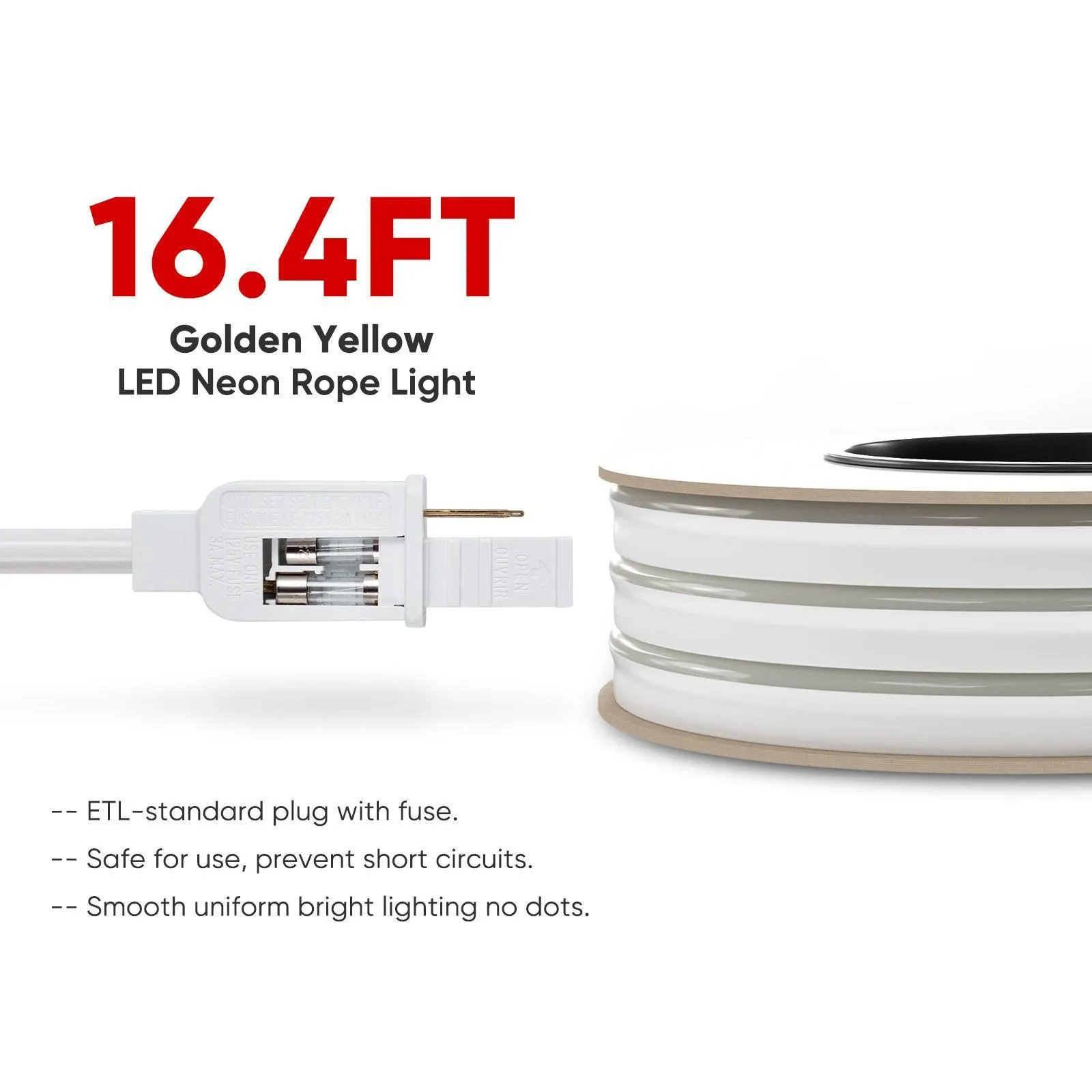 110V Eco Gold Yellow LED Neon Rope Light Medium-Priced Energy Efficient 189Lumens/M