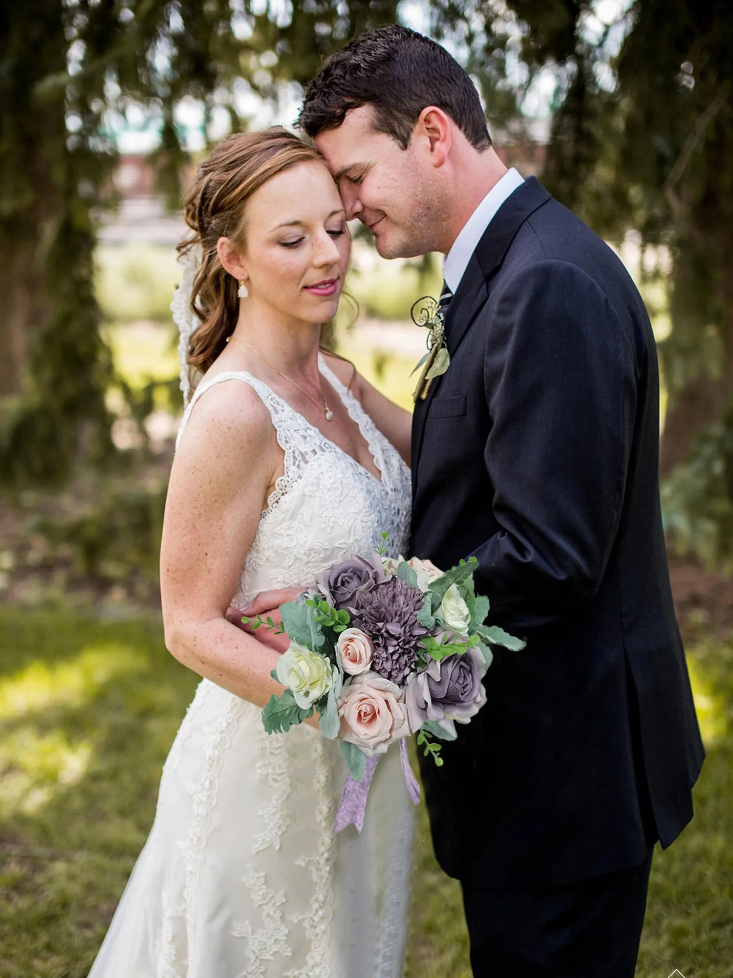 8.9 inch wide Pastel Purple Rounded Bridal Bouquet