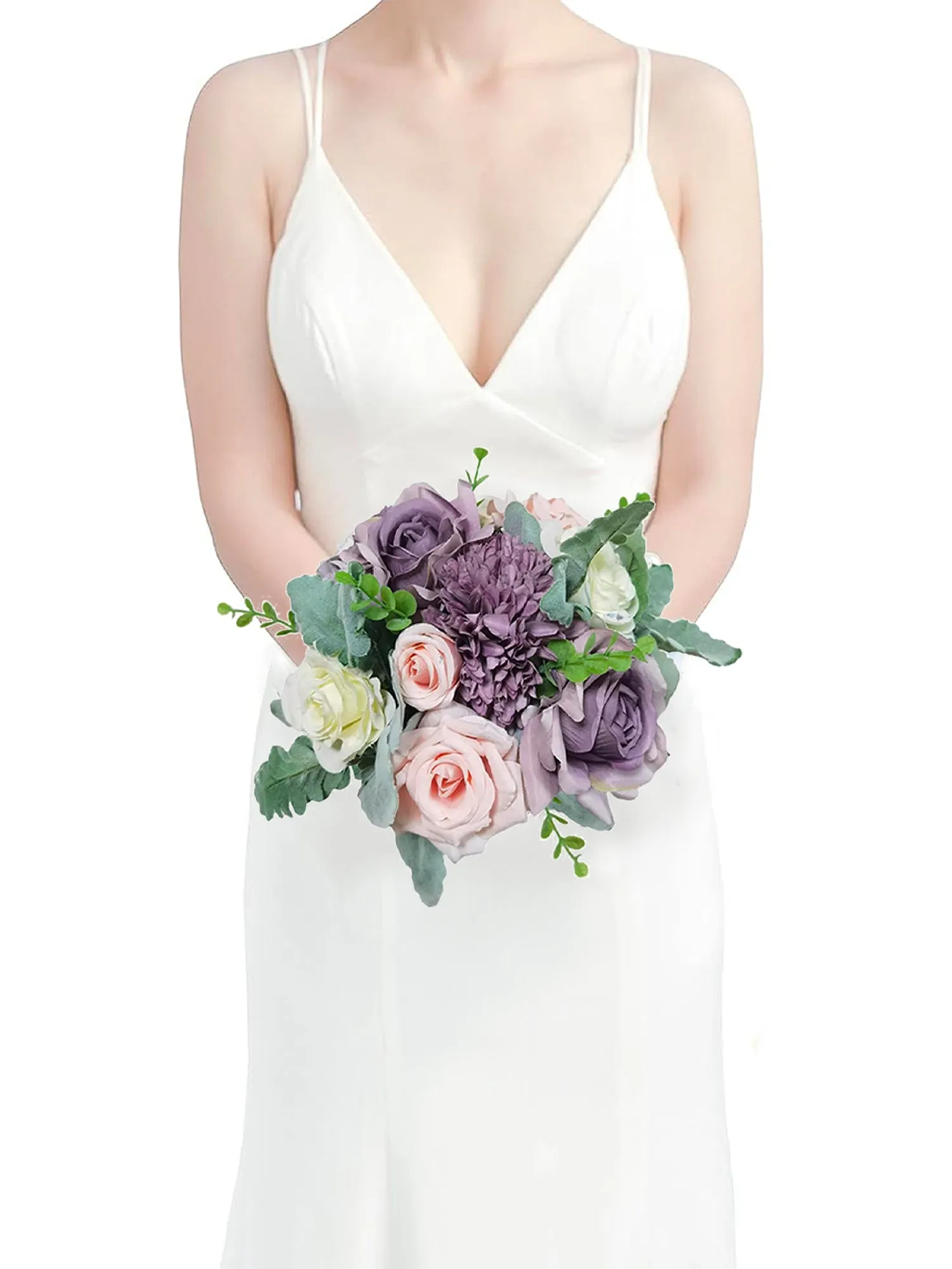 8.9 inch wide Pastel Purple Rounded Bridal Bouquet