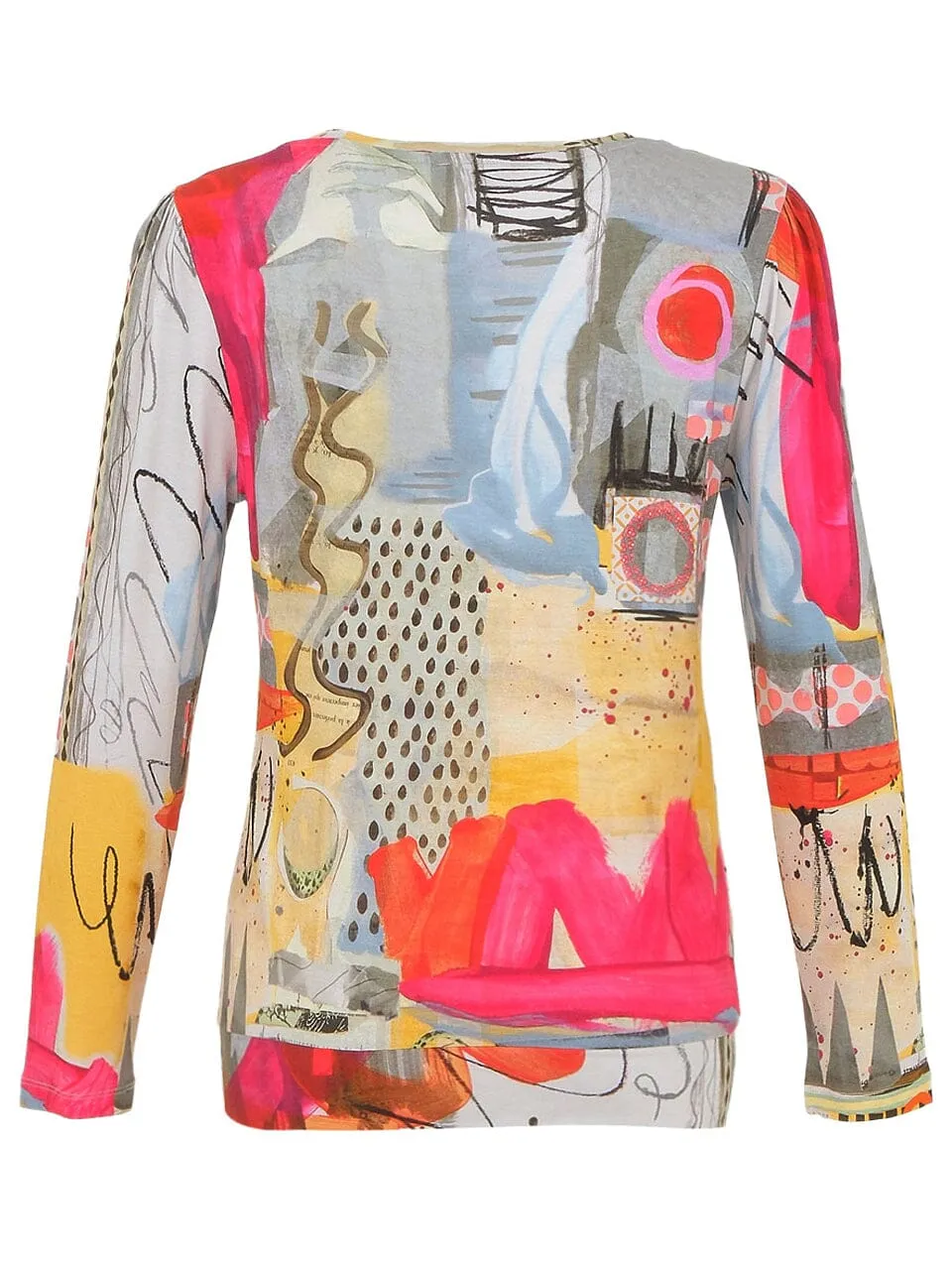 ABSTRACT AUTUMN PRINT CREW NECK TOP