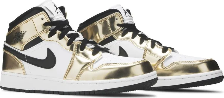 Air Jordan 1 Mid SE GS Metallic Gold sneakers, gold
