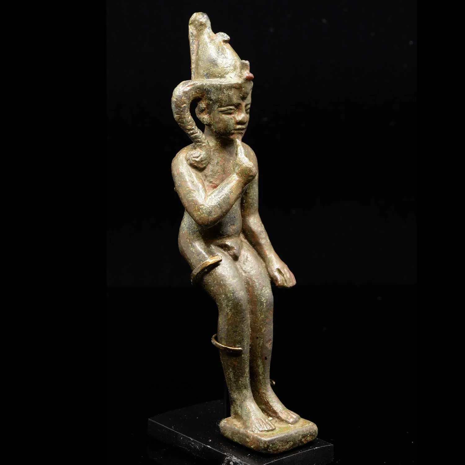 An Egyptian Bronze Figure of Harpokrates, Saite Period, ca. 664 - 552 BCE