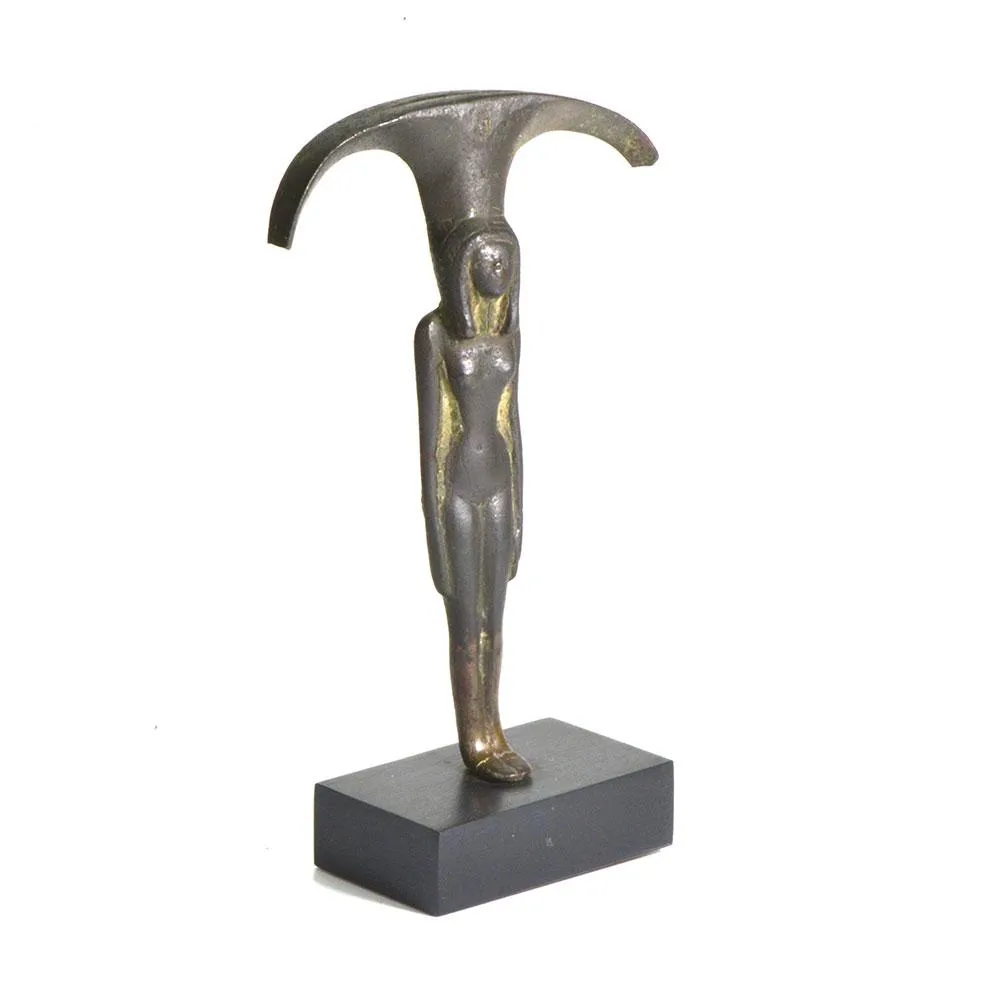 An Egyptian Bronze Mirror Handle of a Nude Woman, 18th Dynasty, ca. 1550-1295 BCE