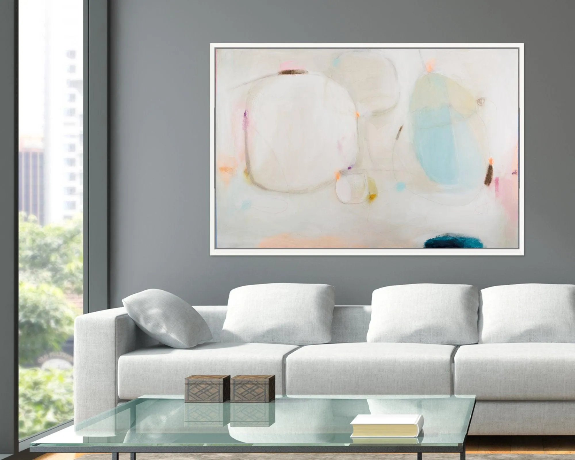 Art abstract house warming gift print beige minimalist house decor for living room Floral abstract landscape