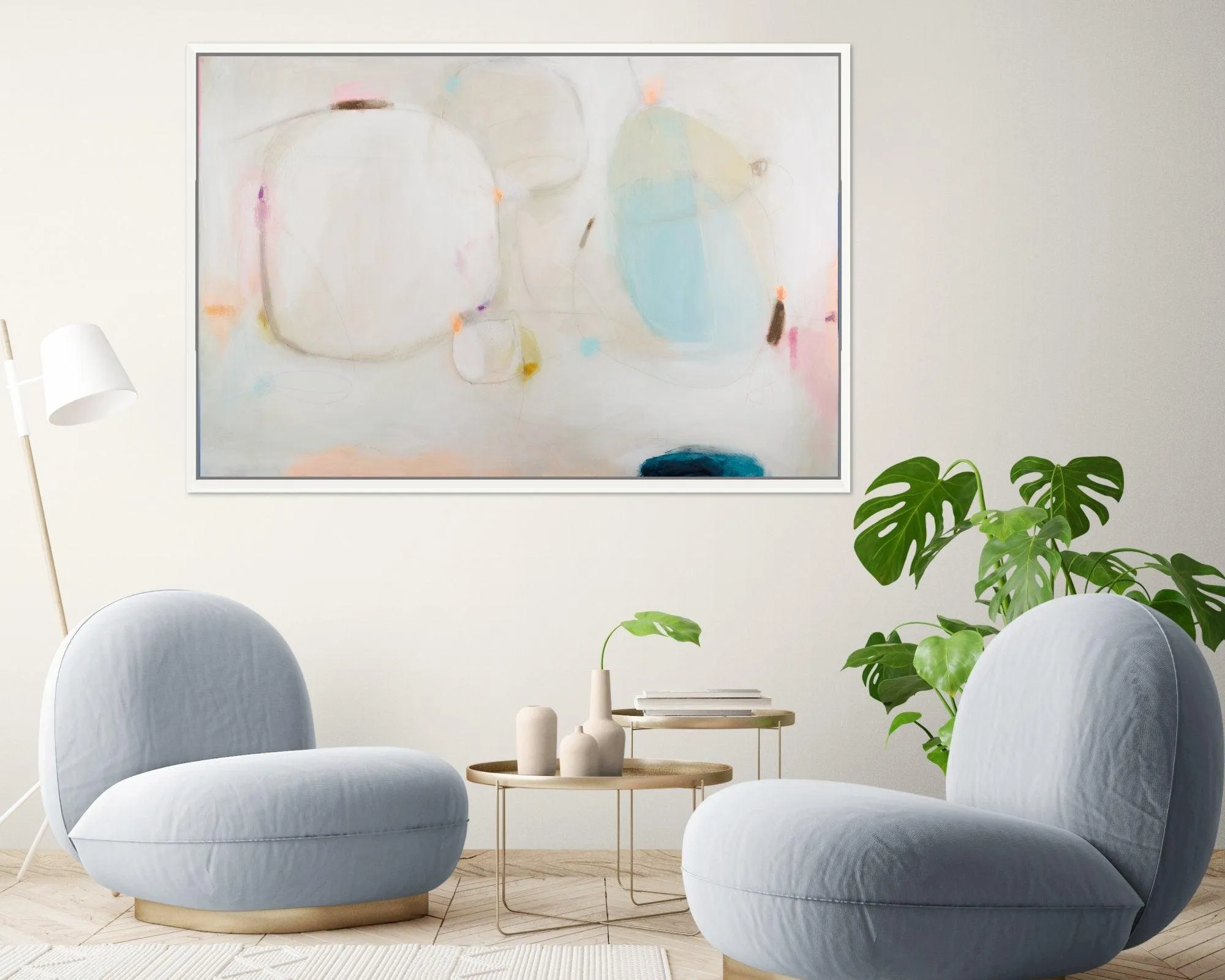 Art abstract house warming gift print beige minimalist house decor for living room Floral abstract landscape