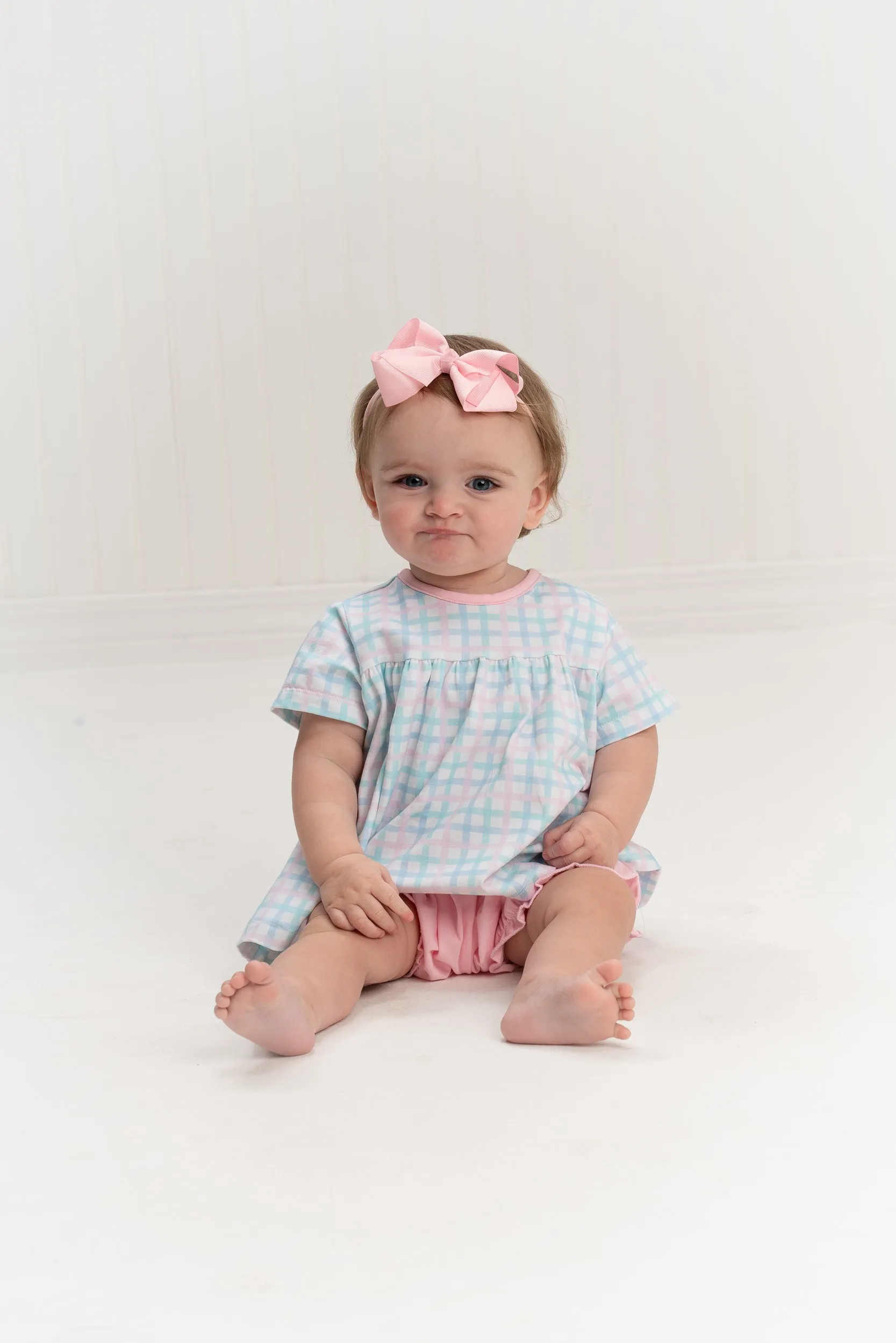 AVA PASTEL PLAID BLOOMER SET