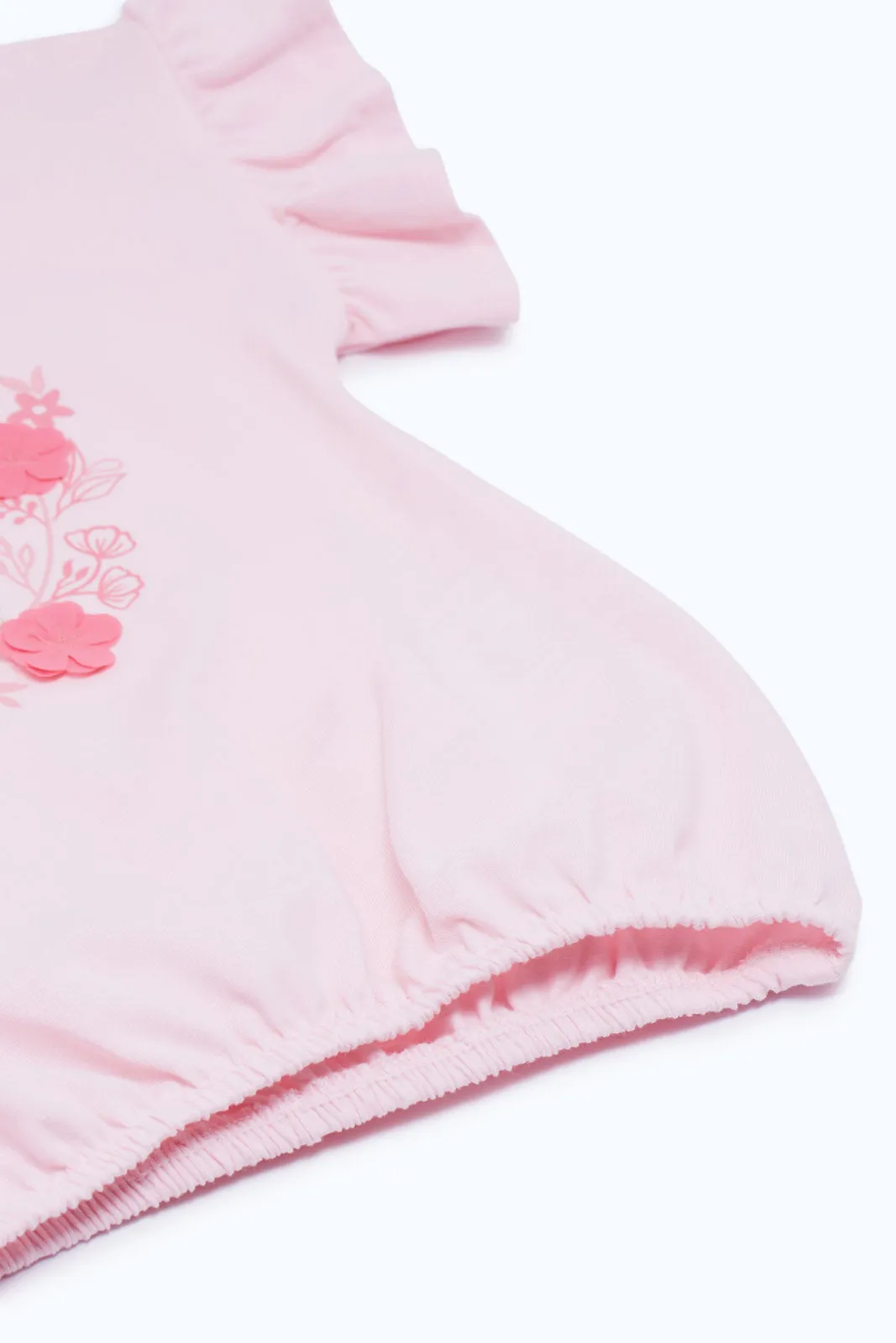 Baby Girls Pink Floral Embroidery T-Shirt