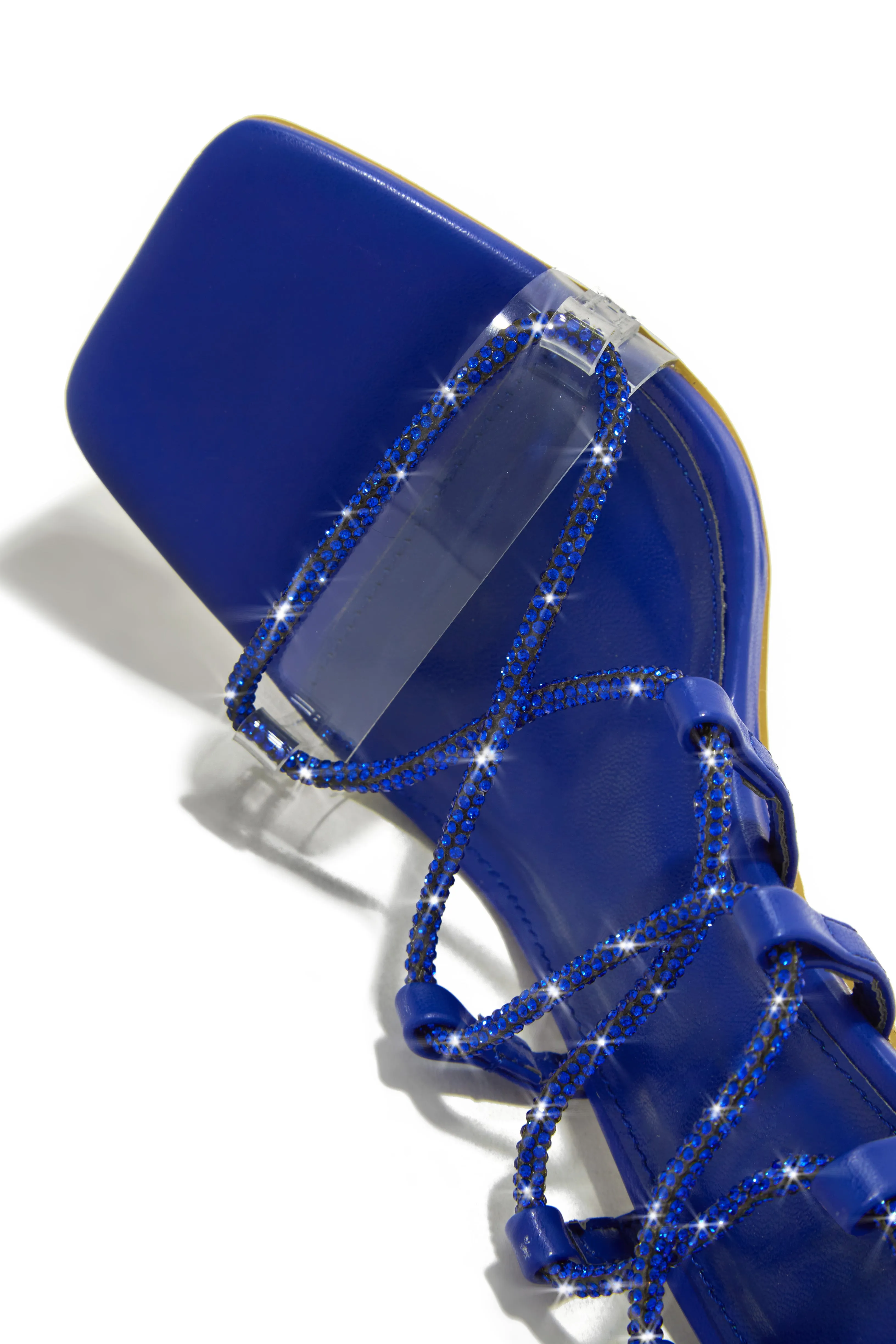 Birthday Wishes Embellished Lace Up Heels - Blue