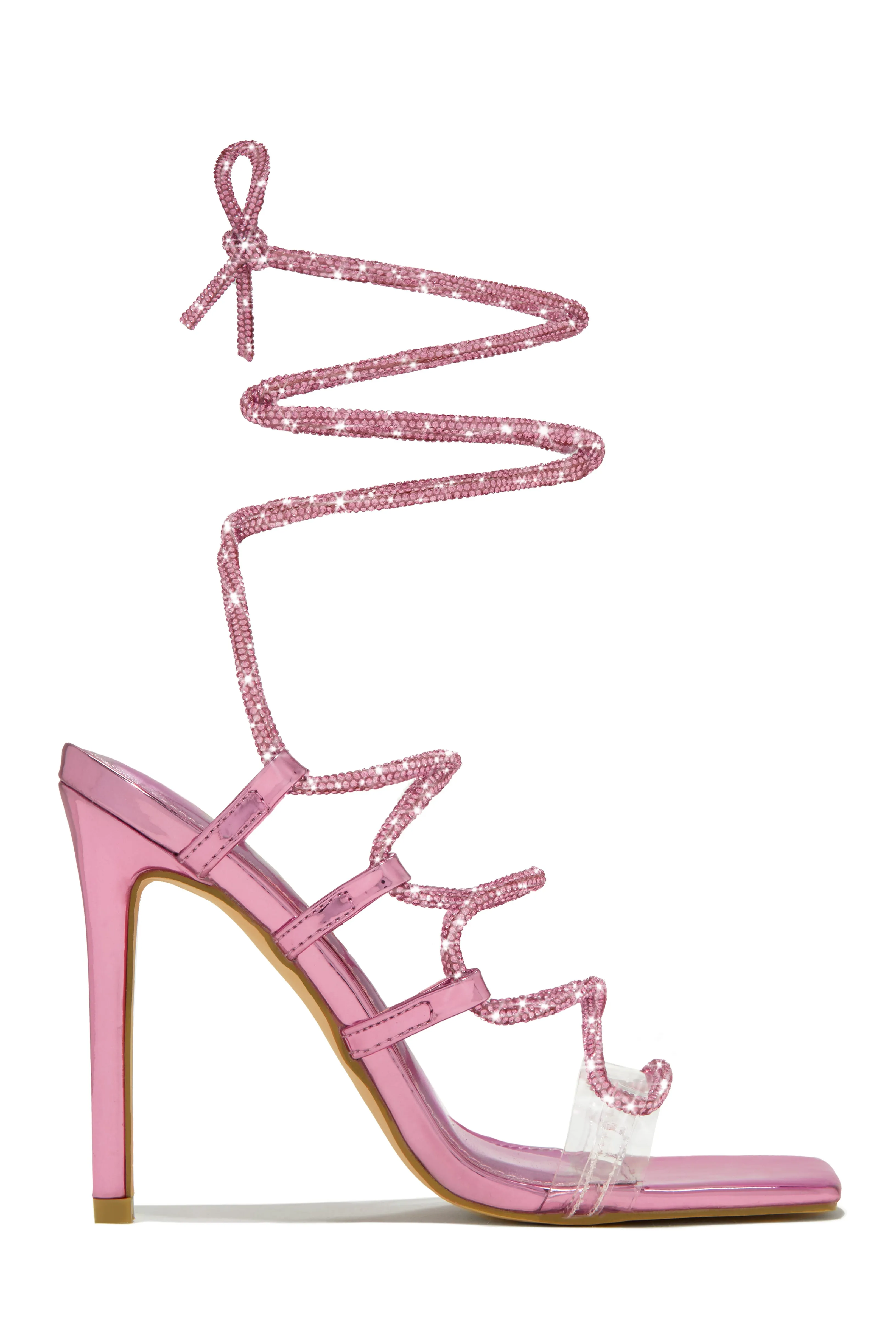Birthday Wishes Embellished Lace Up Heels - Blue