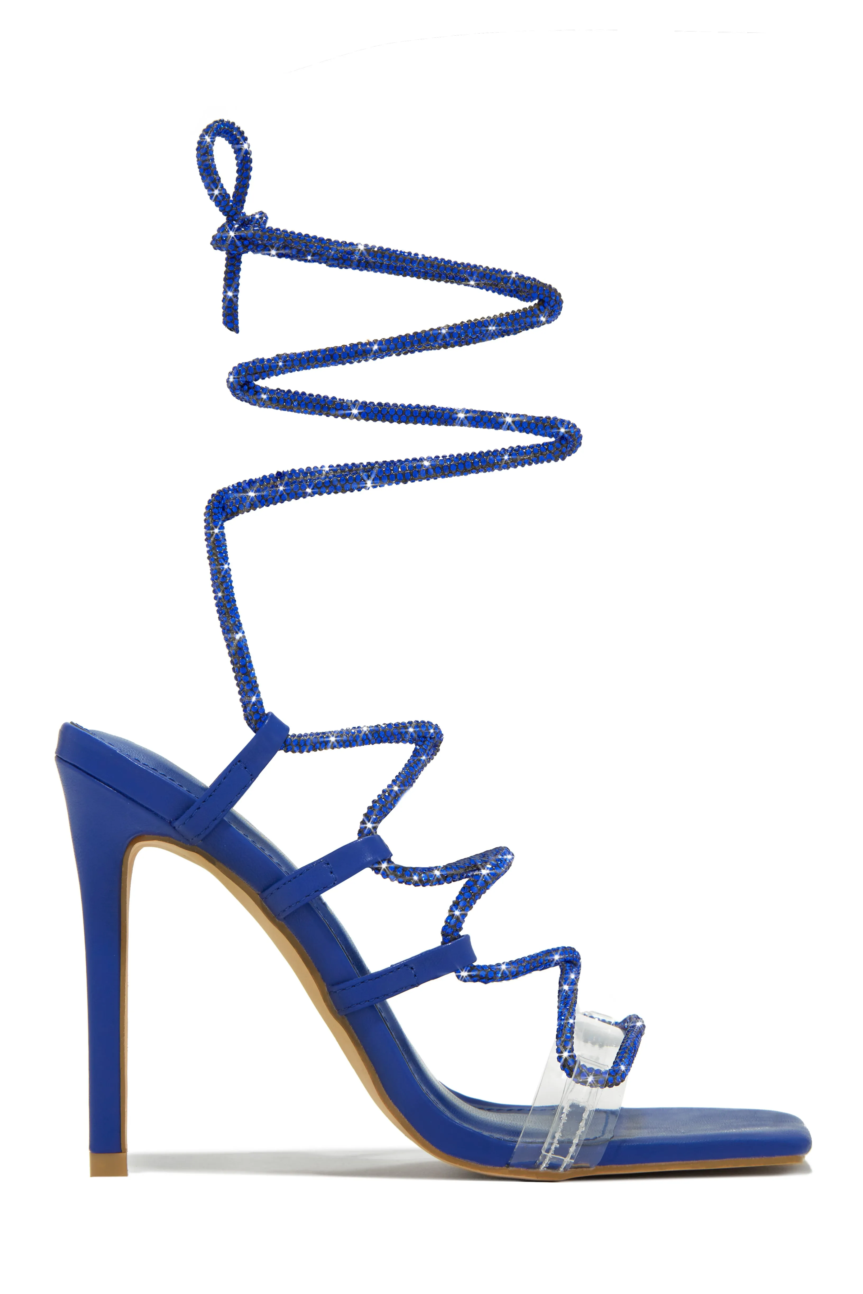Birthday Wishes Embellished Lace Up Heels - Blue