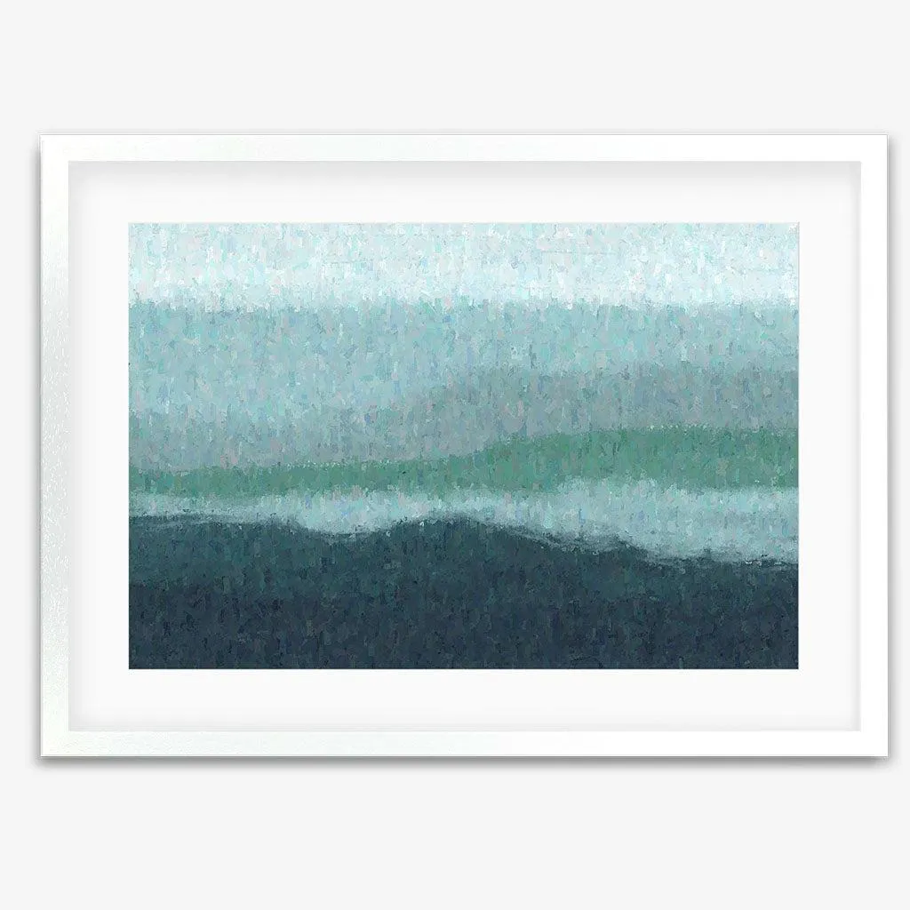 Blue Coastal Abstract Scene Framed Art