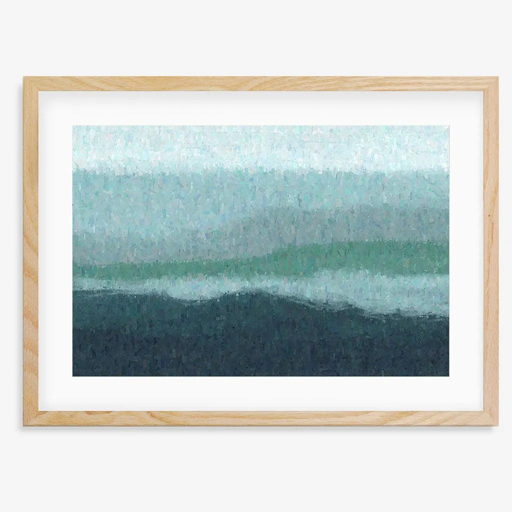 Blue Coastal Abstract Scene Framed Art