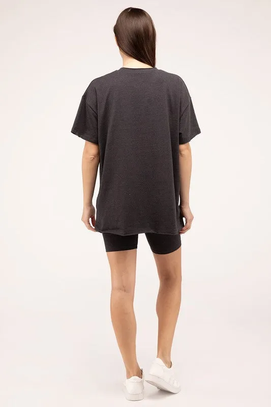 Comfiest Cotton Round Neck Top & Biker Shorts Set- IN STOCK
