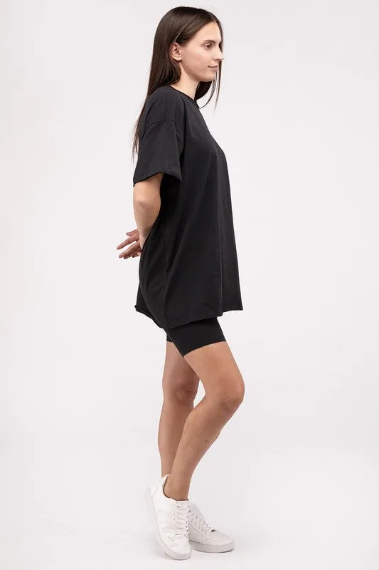 Comfiest Cotton Round Neck Top & Biker Shorts Set- IN STOCK
