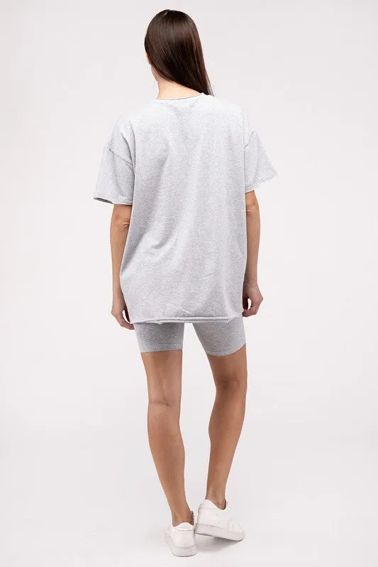 Comfiest Cotton Round Neck Top & Biker Shorts Set- IN STOCK