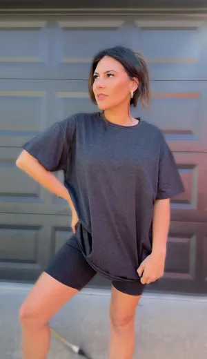 Comfiest Cotton Round Neck Top & Biker Shorts Set- IN STOCK