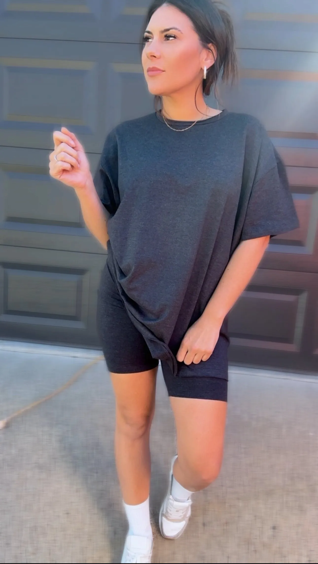Comfiest Cotton Round Neck Top & Biker Shorts Set- IN STOCK