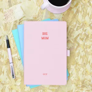Dog Mum Pink & Red Personalised Notebook