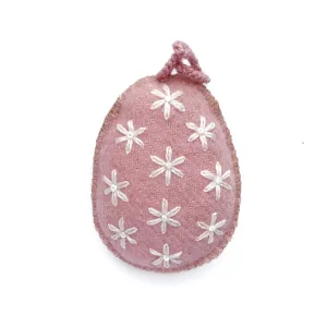 Easter Egg Ornament with Embroidered White Flowers