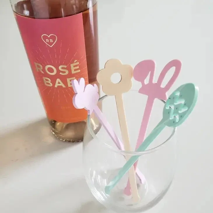 Easter Favors Acrylic Drink Stirrers - Pastel Color Set of 4