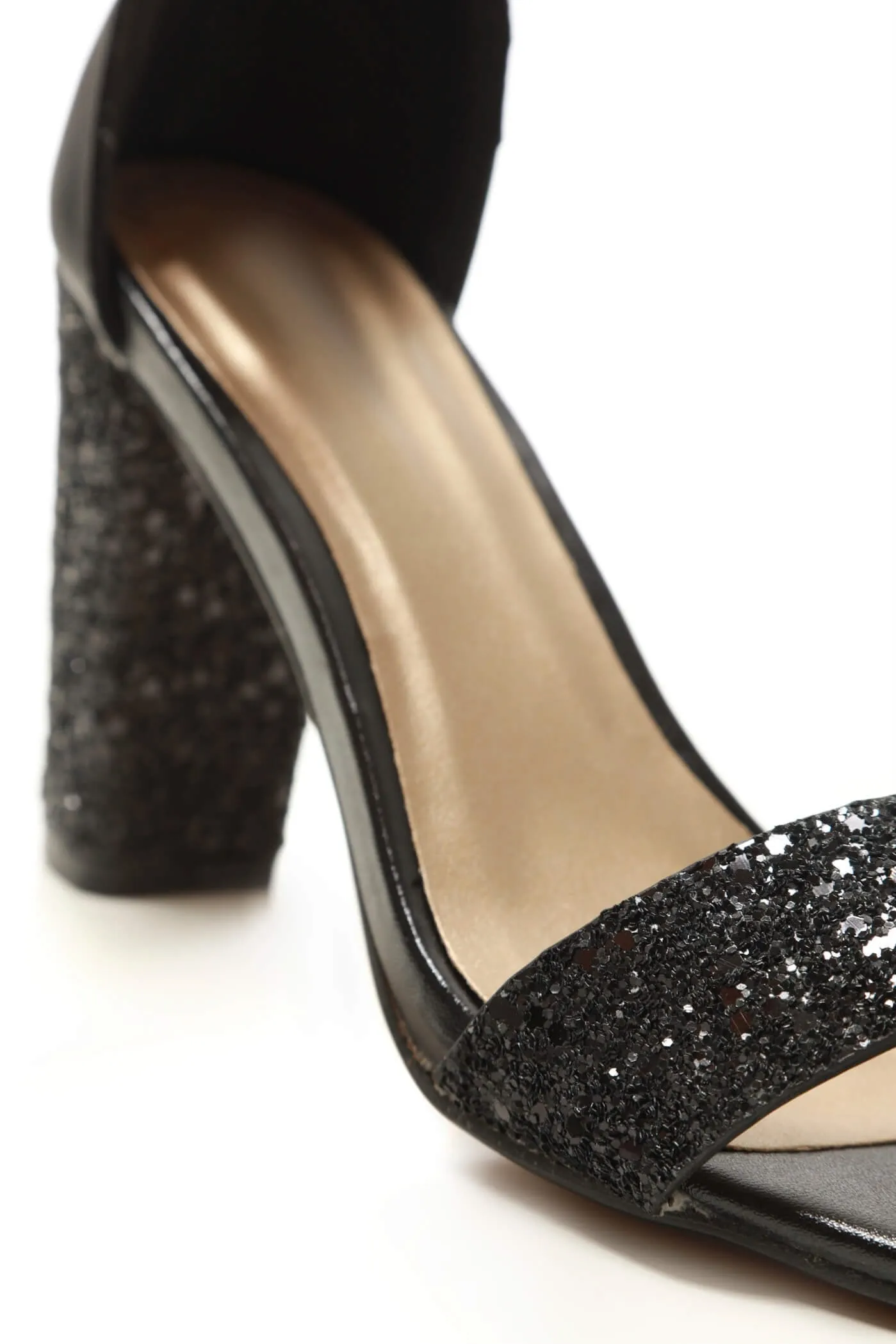 Elin high block heel glitter sandal