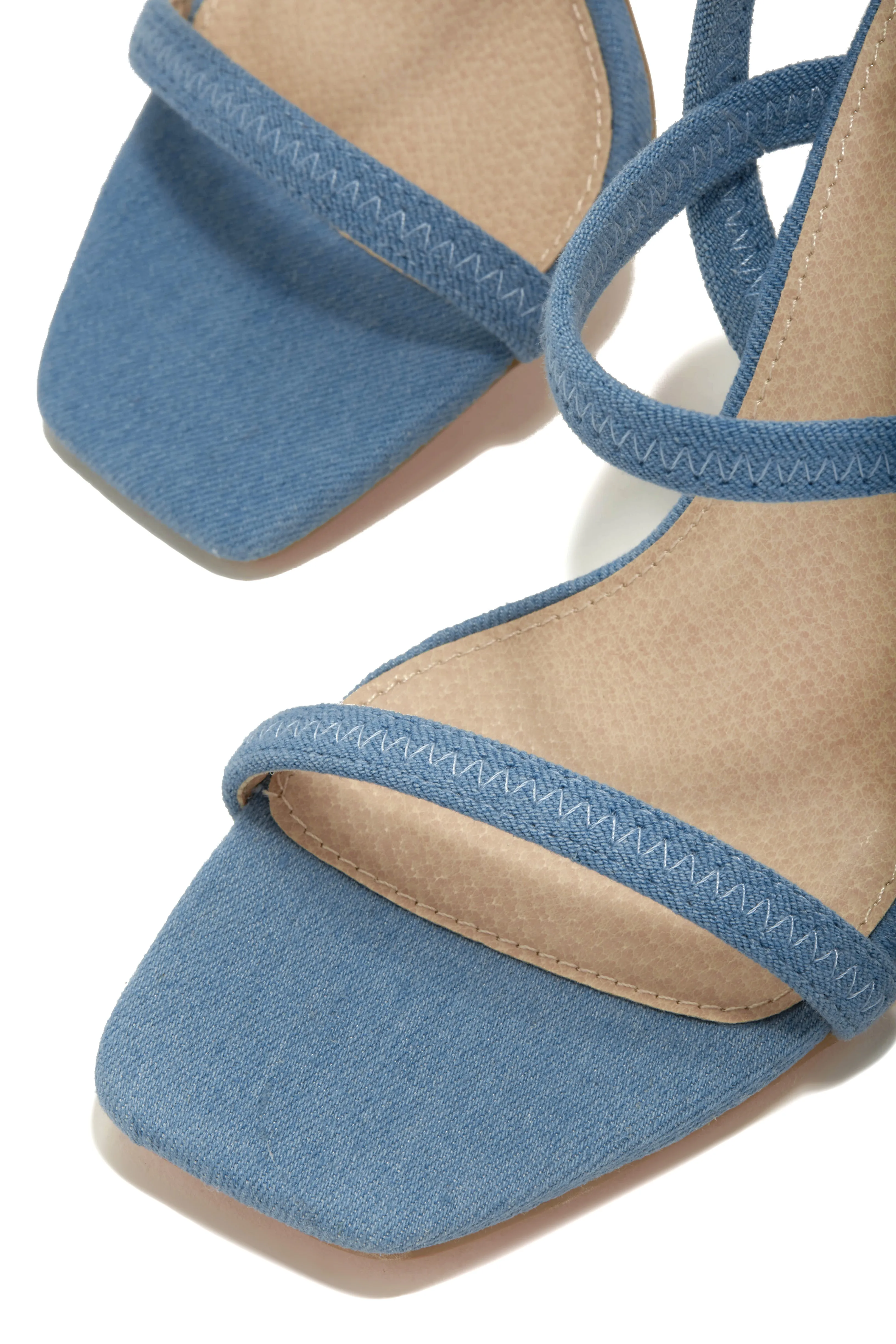 Emerie Slingback Block High Heels - Denim