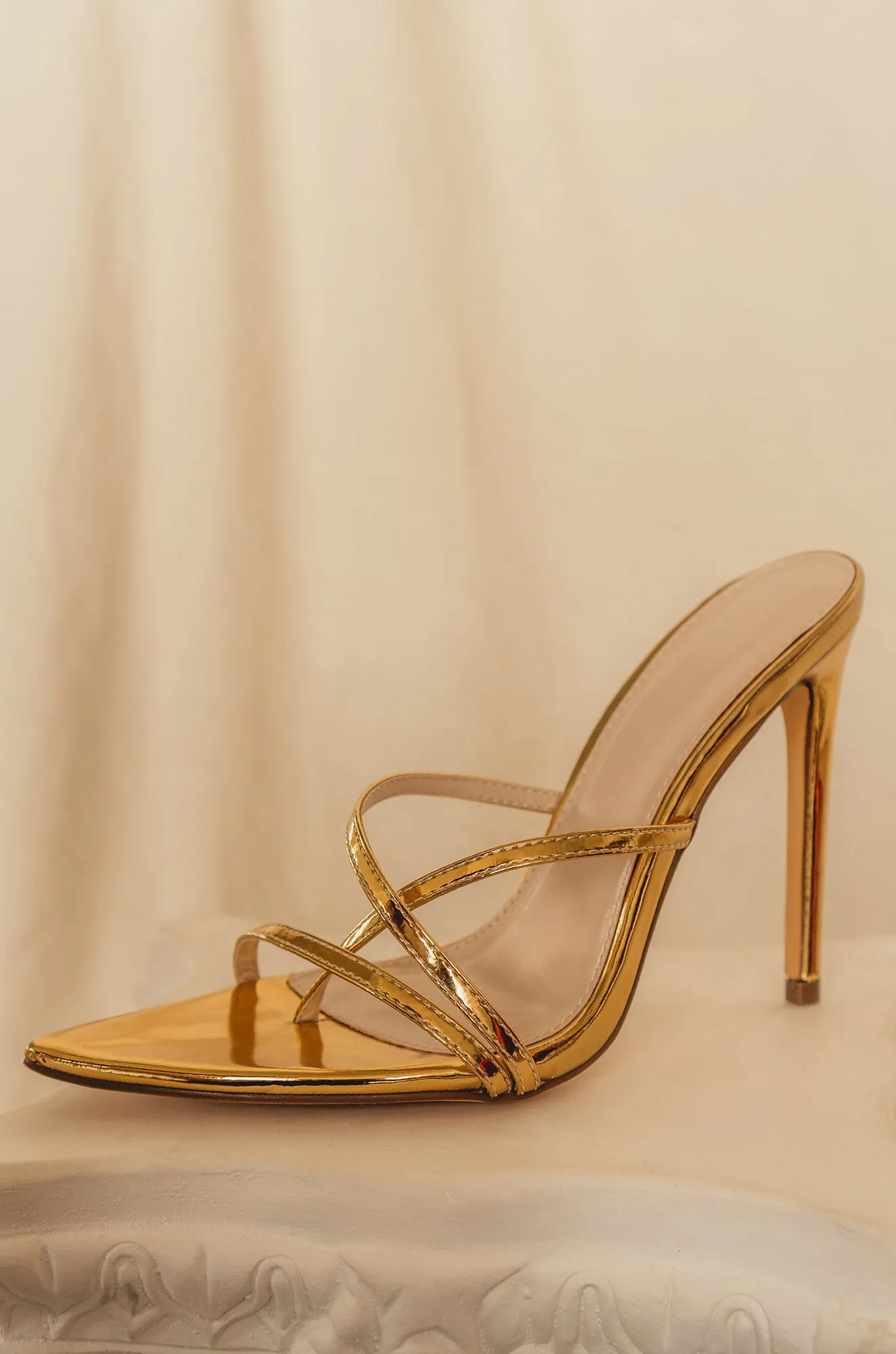 Fine Art High Heel Mules - Gold