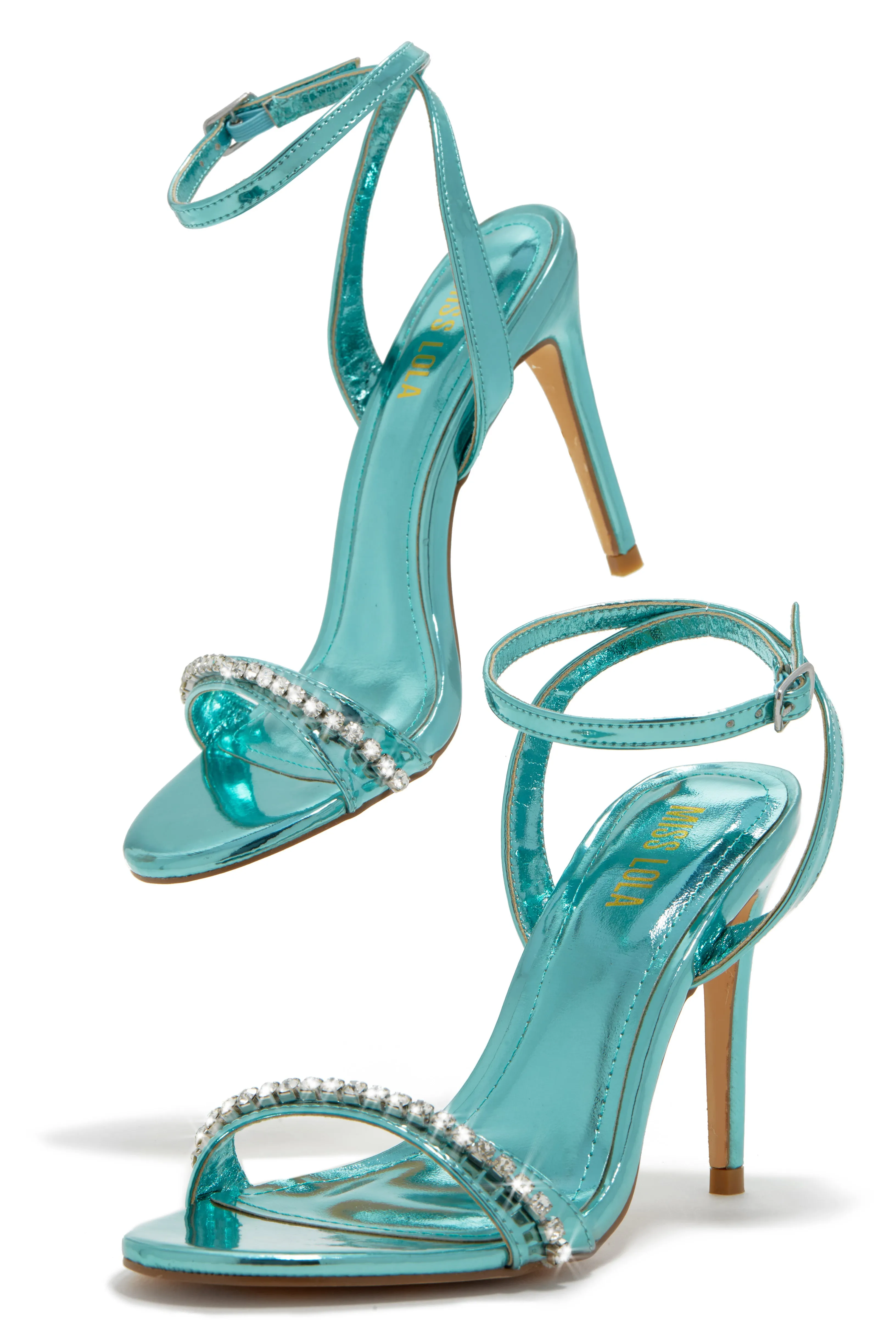 First Date Ankle Strap High Heels - Blue