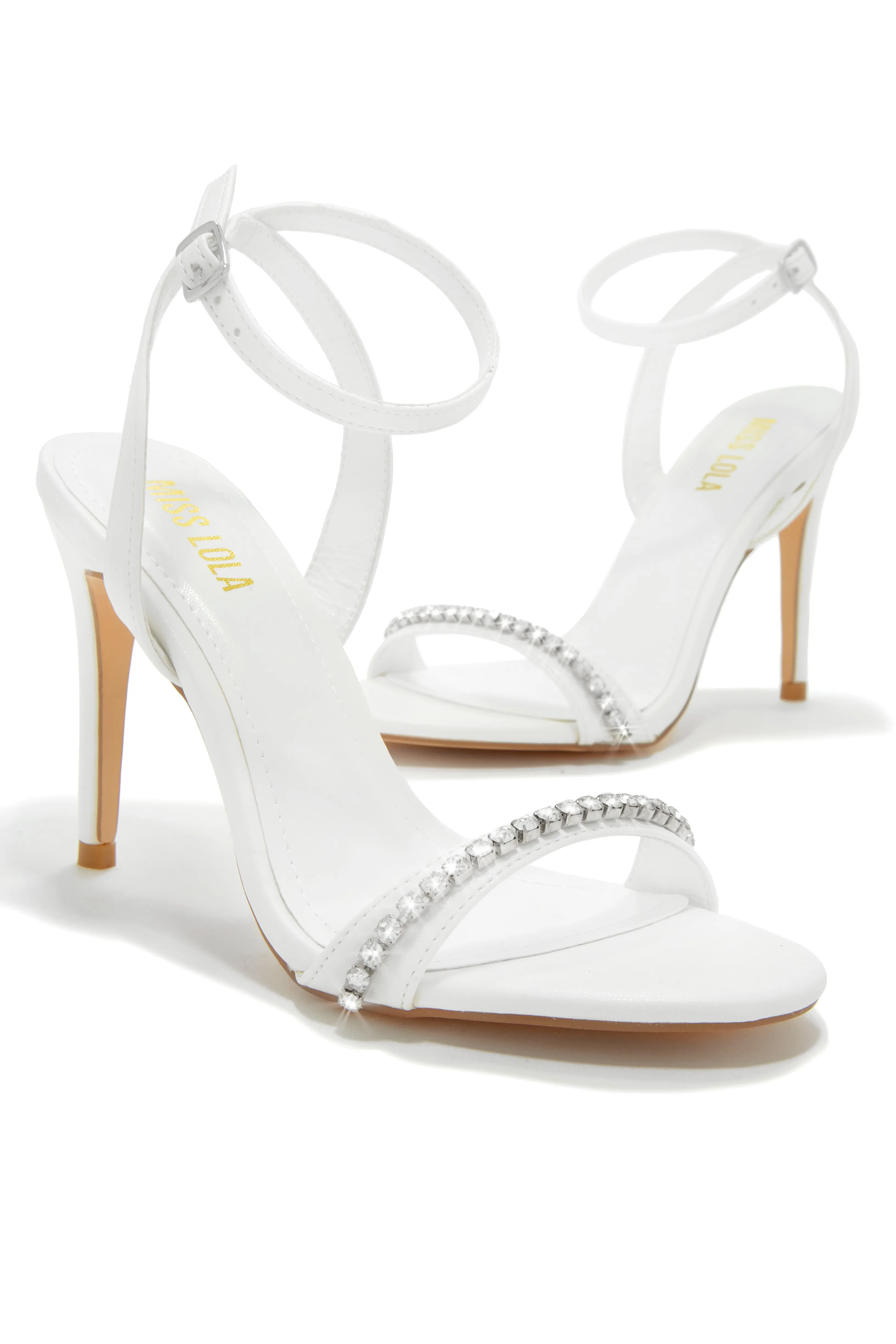 First Date Ankle Strap High Heels - White