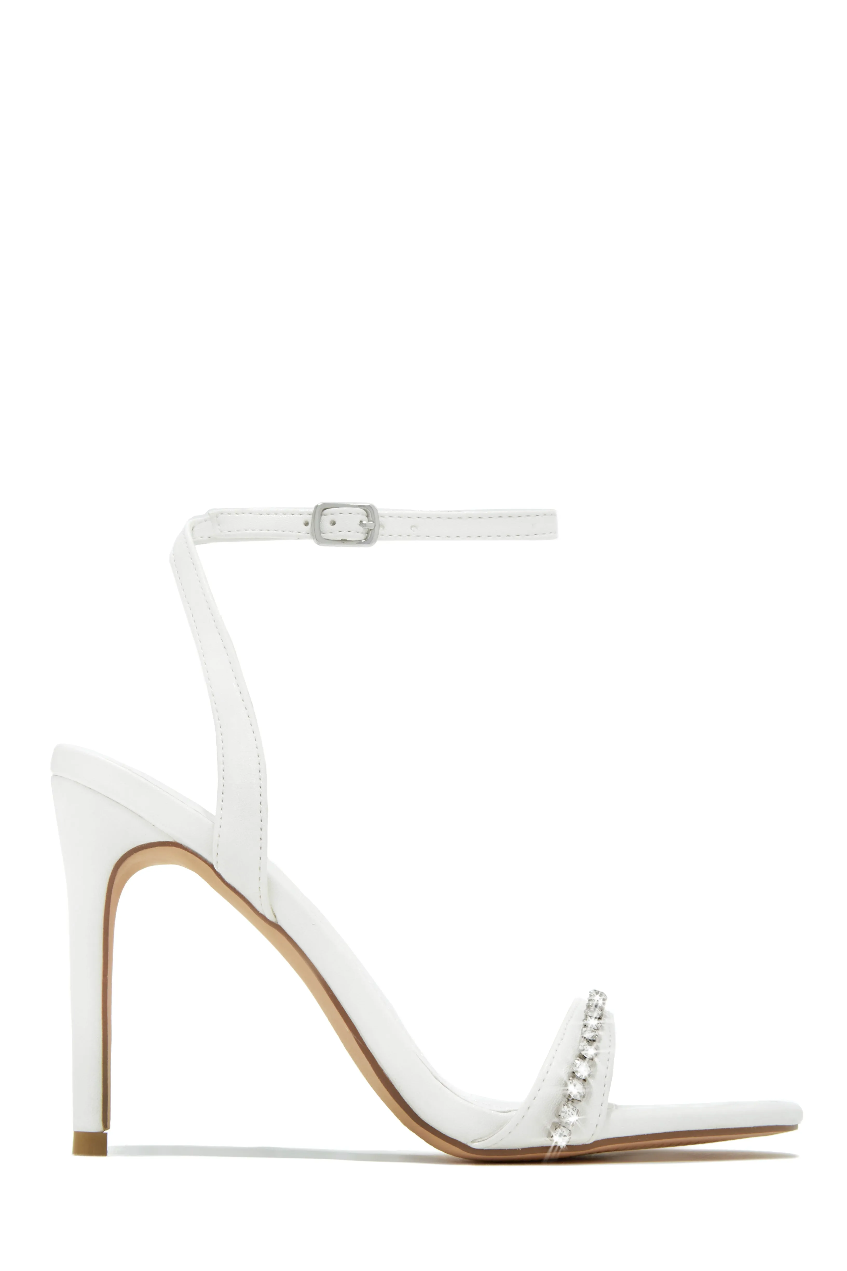 First Date Ankle Strap High Heels - White