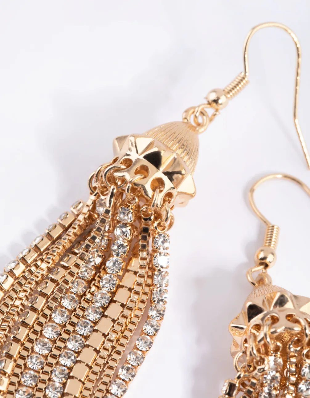 Gold Mixed Tassel Drop Earrings