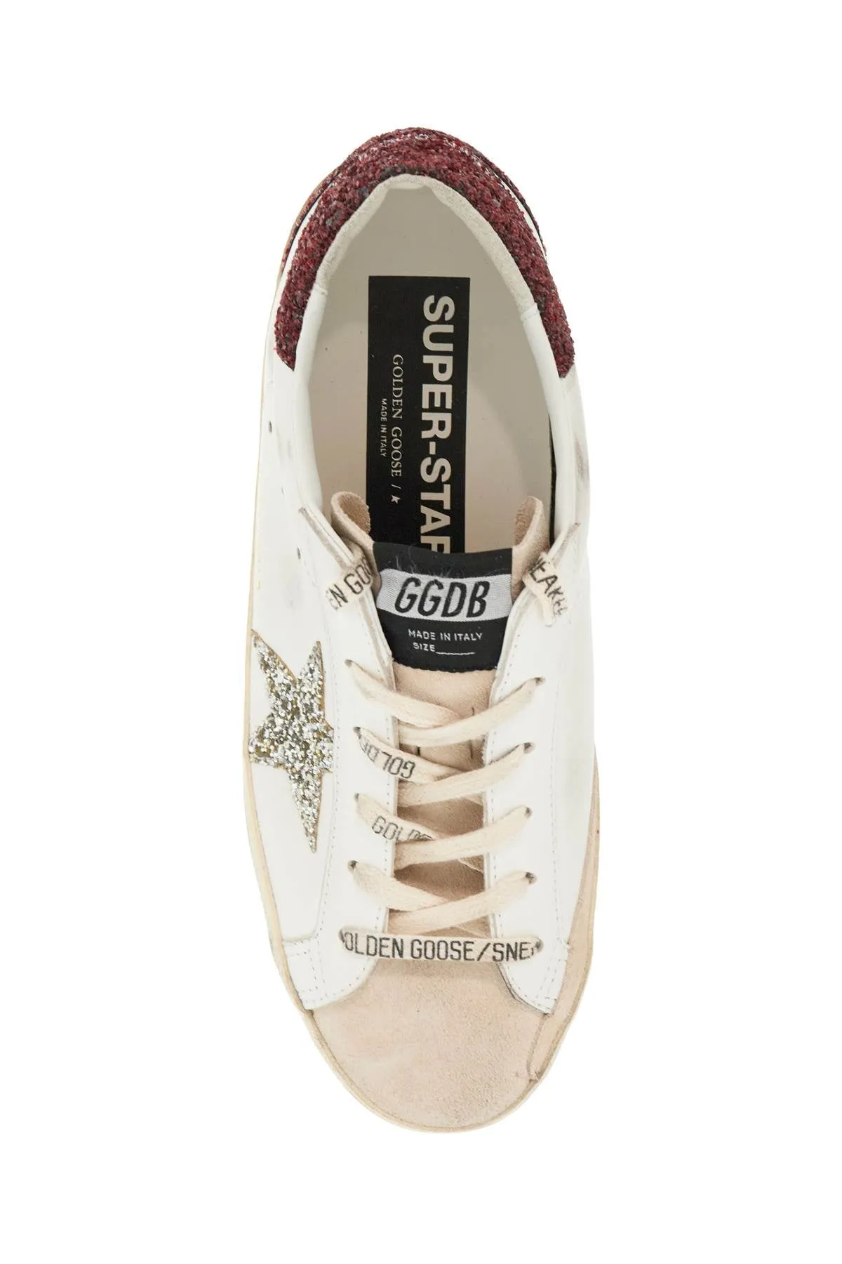 Glittered Golden Goose Super-Star Sneakers with Shimmering Details