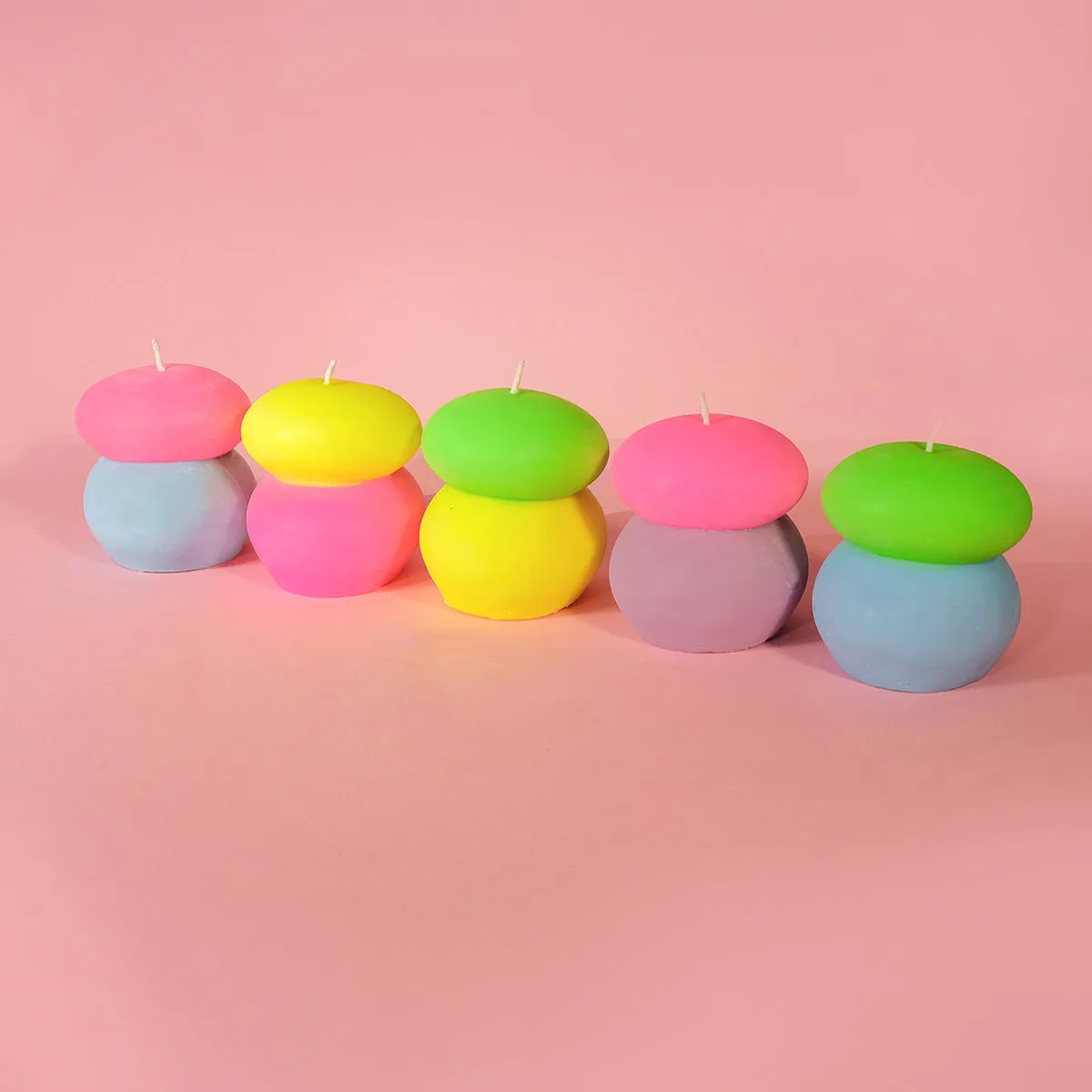Green & Yellow Neon Pebble Candle