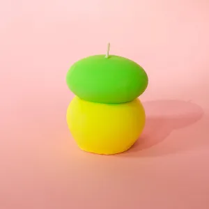 Green & Yellow Neon Pebble Candle