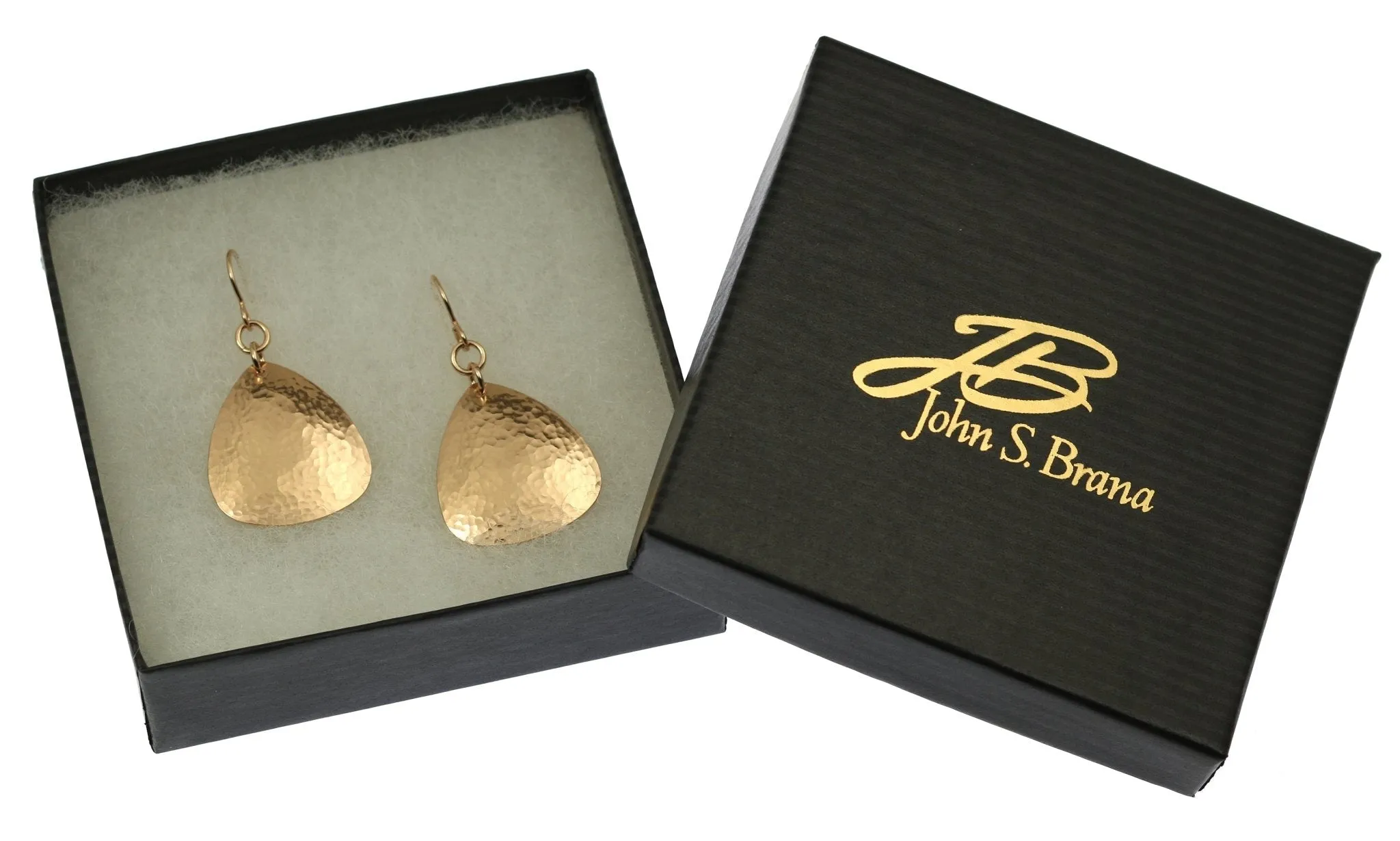 Hammered Bronze Triangular Earrings