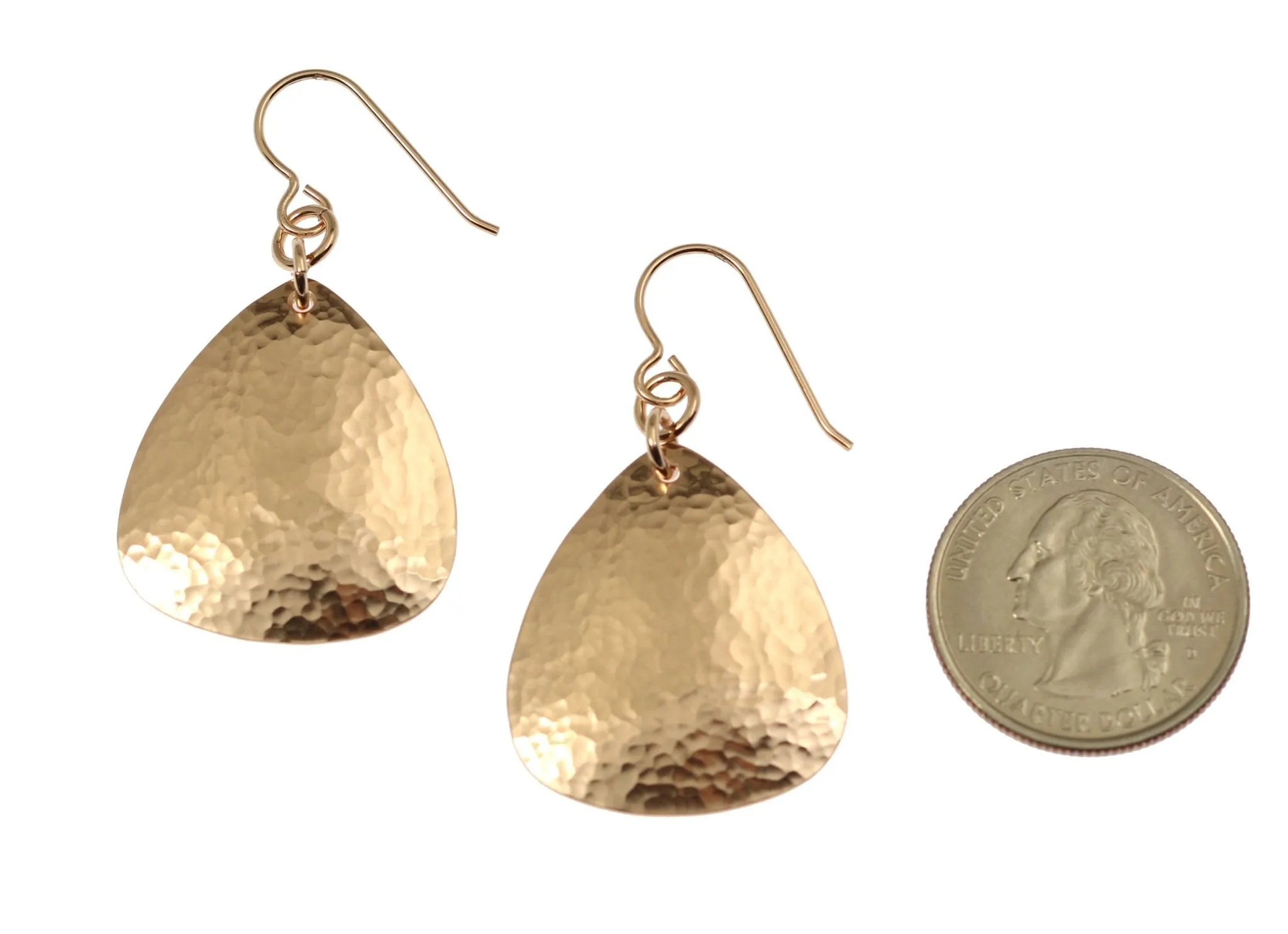 Hammered Bronze Triangular Earrings