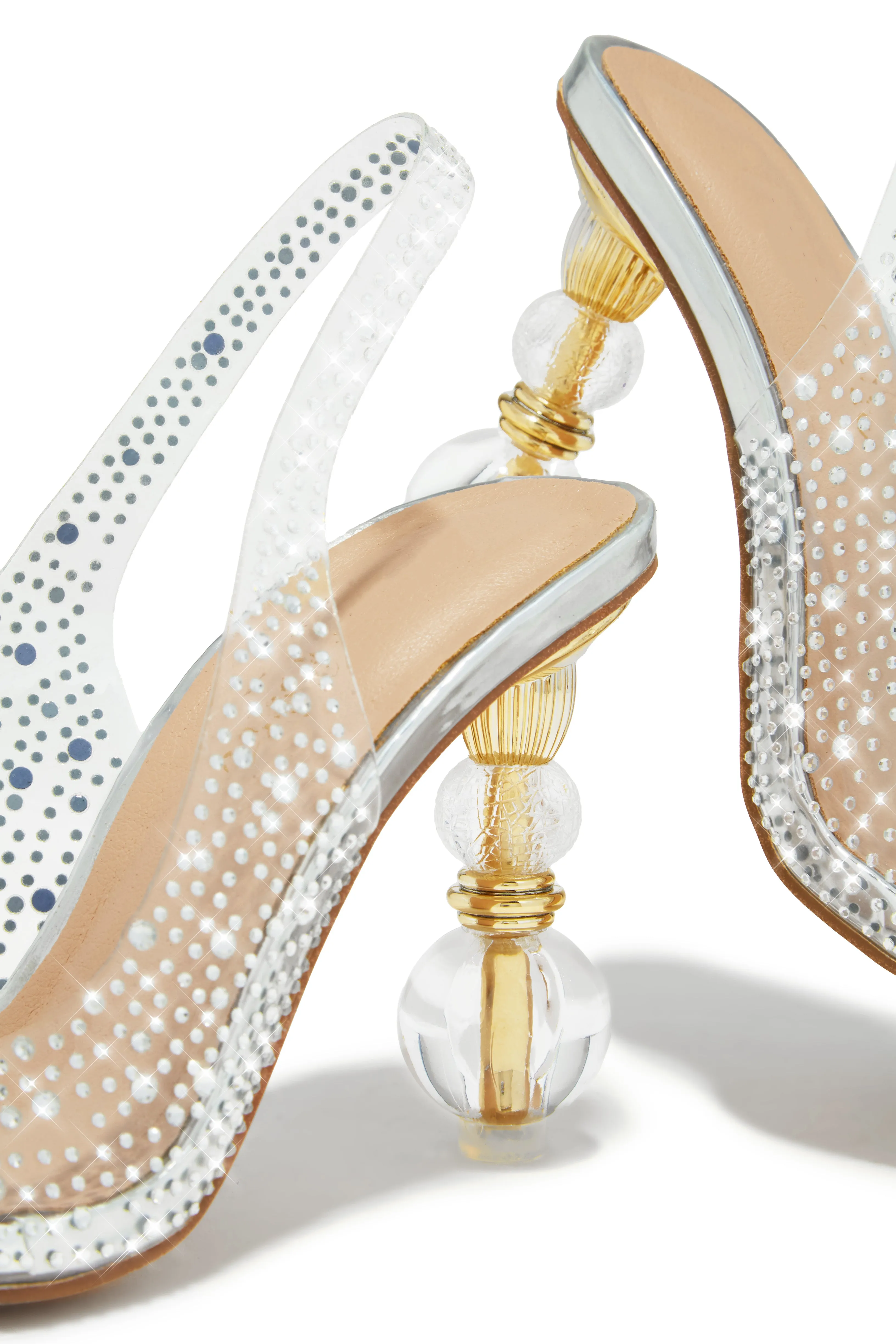 High Class Embellished Heels - Silver