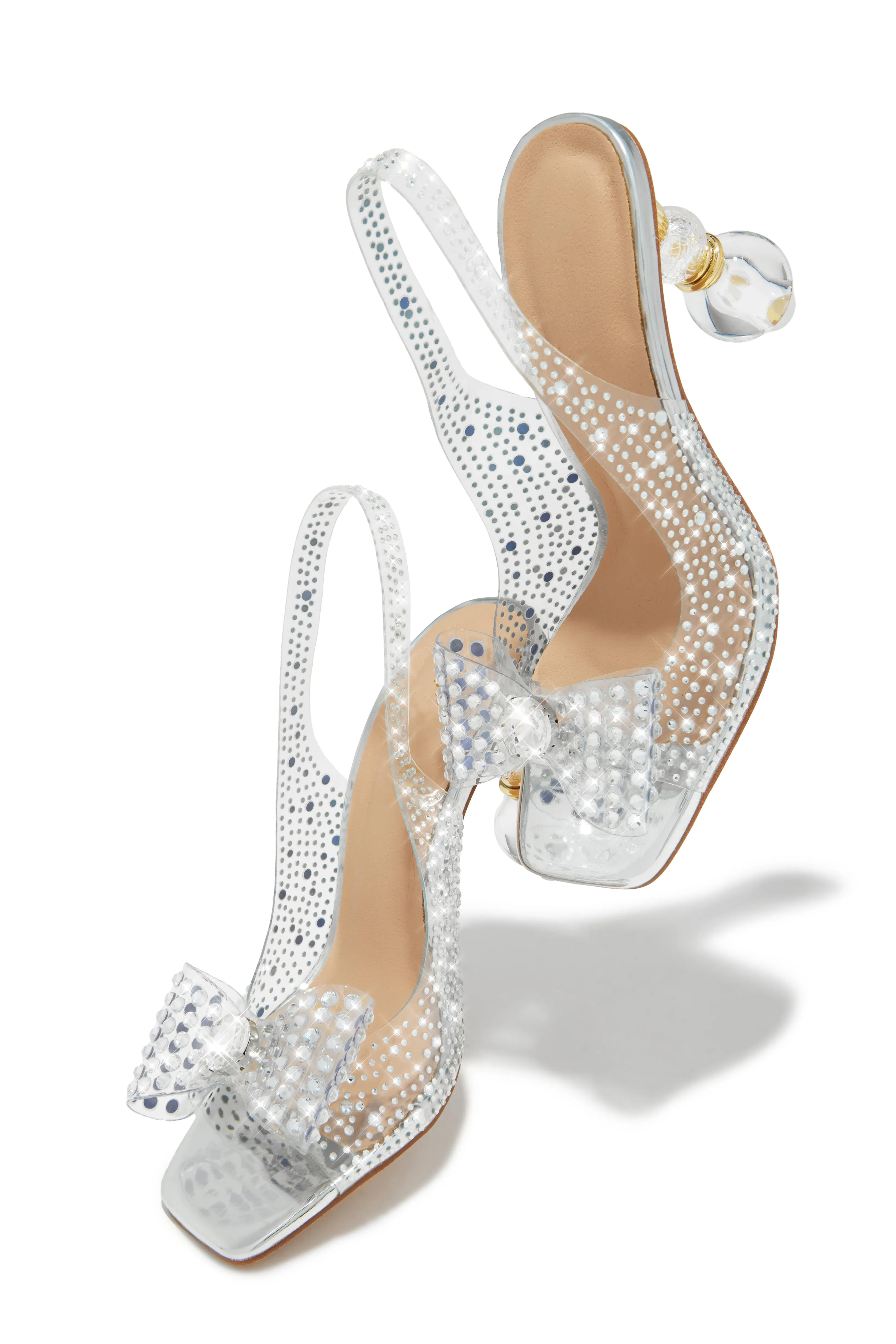 High Class Embellished Heels - Silver