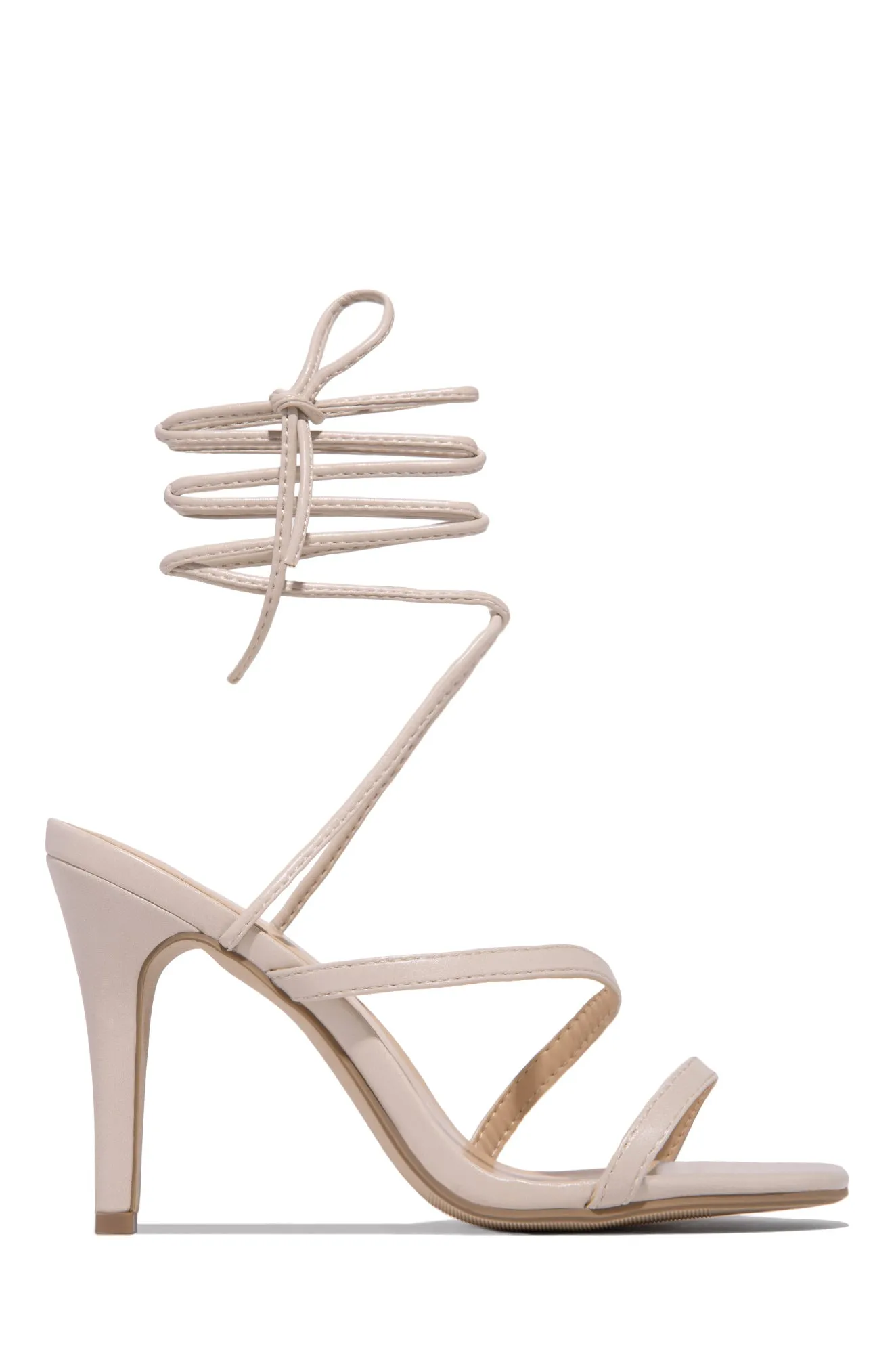 Inessa Lace Up High Heels - Nude