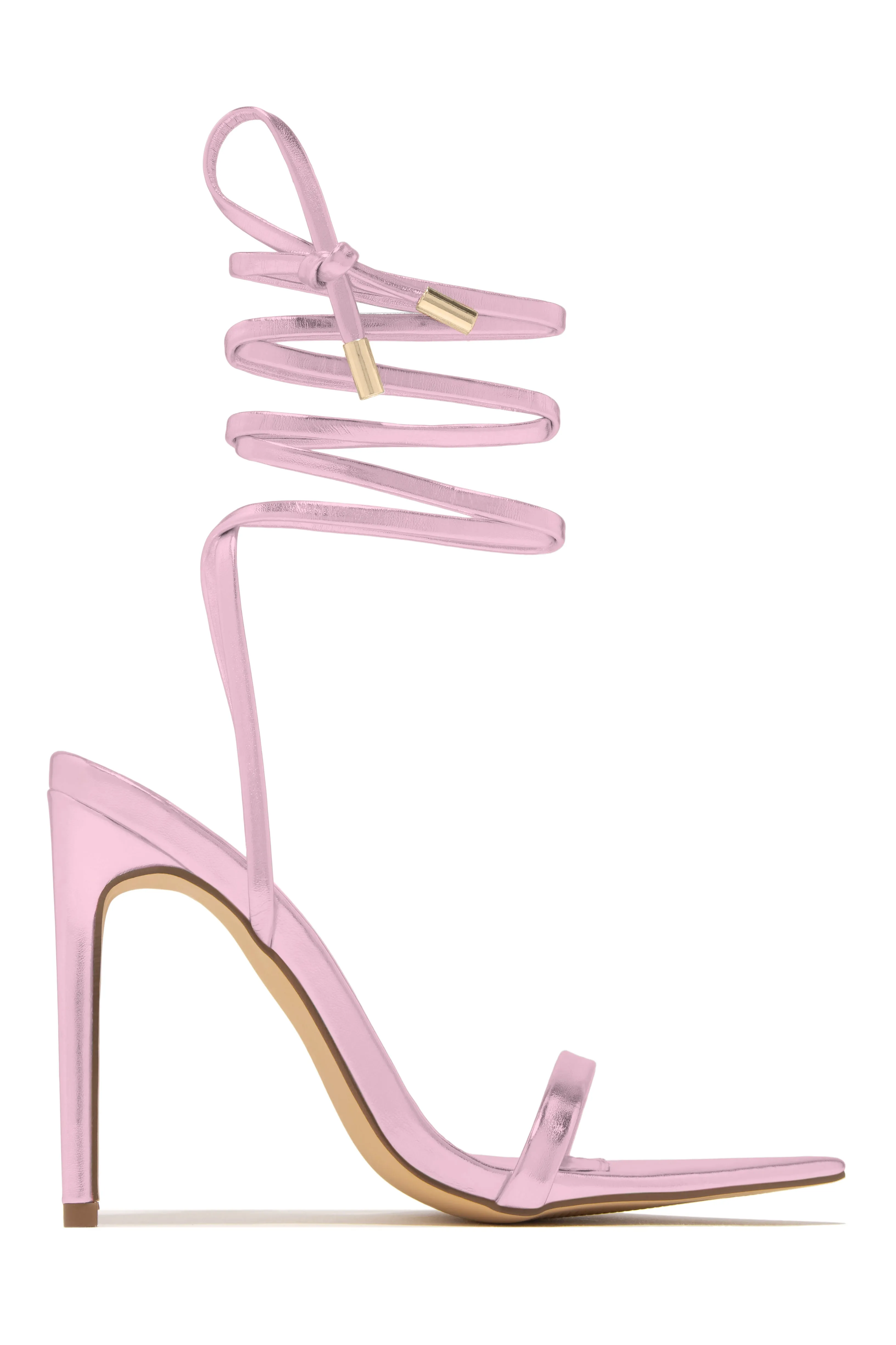 Into The Night Lace Up High Heels - Silver