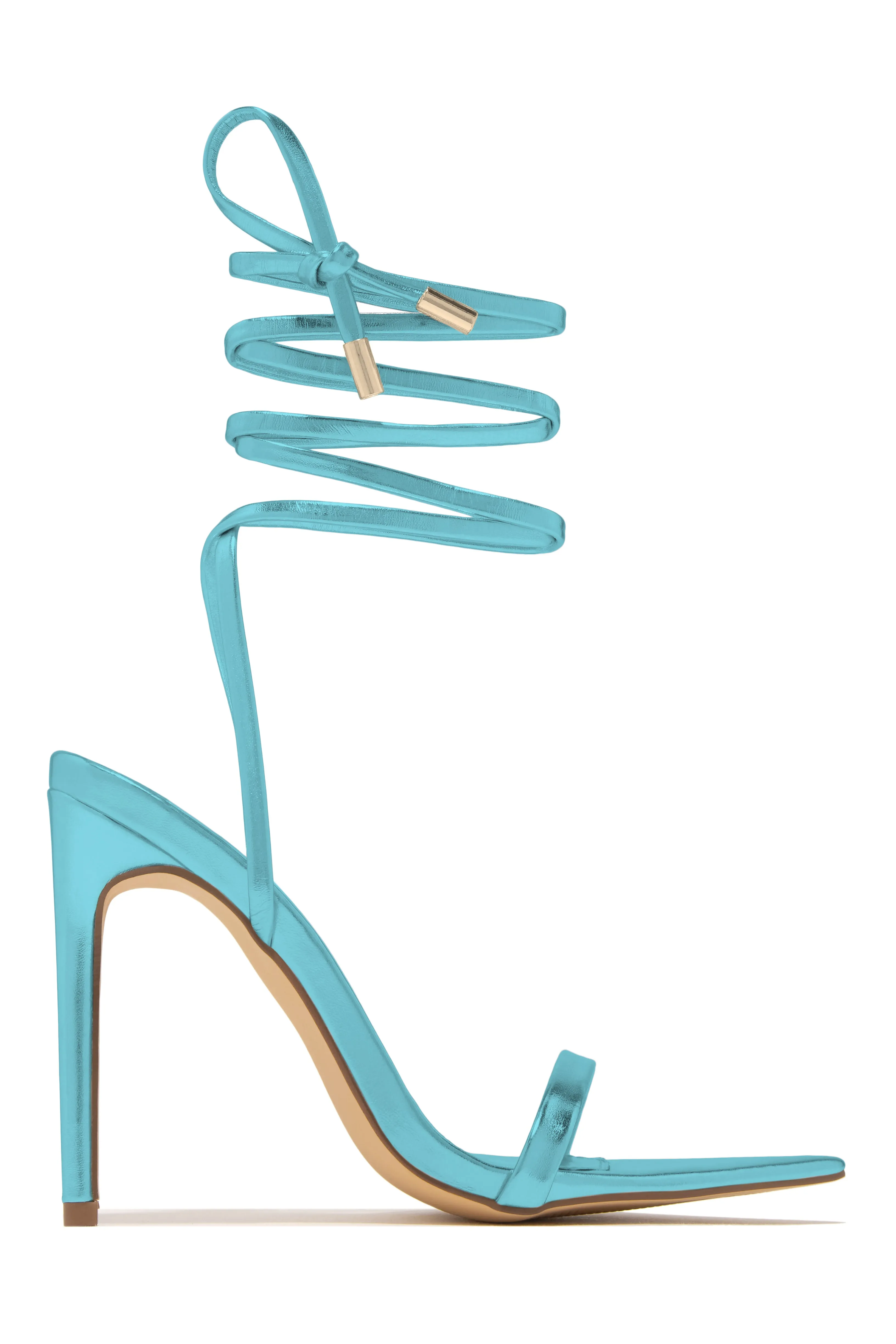 Into The Night Lace Up High Heels - Silver
