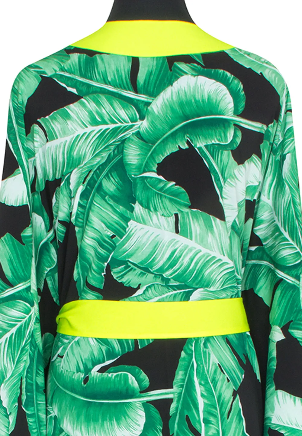 Jungle - Black Palm Kimono (Neon Yellow)
