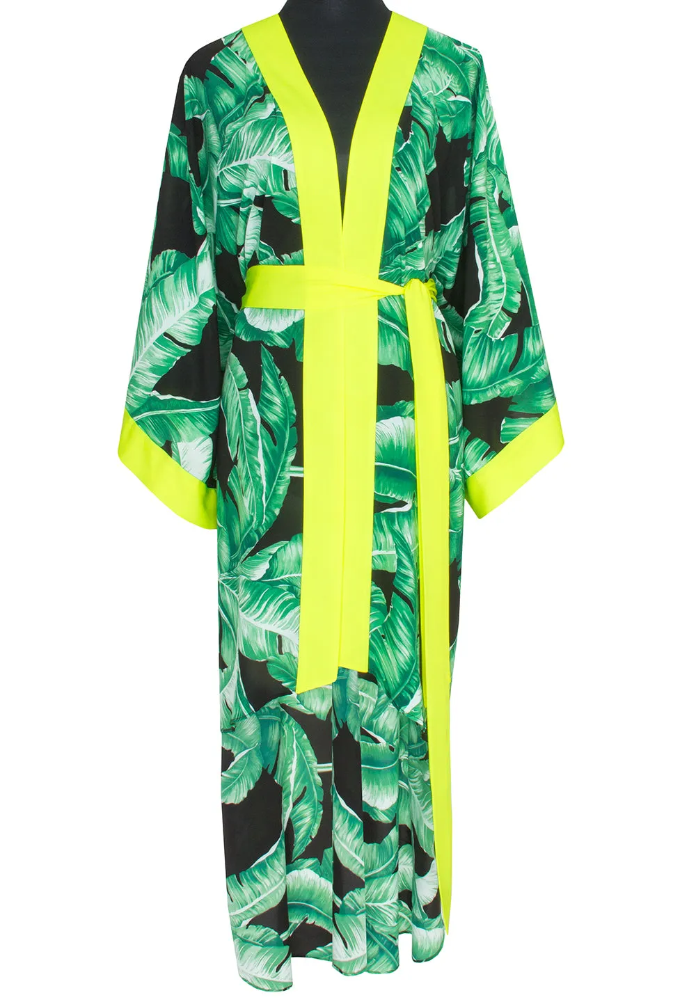Jungle - Black Palm Kimono (Neon Yellow)