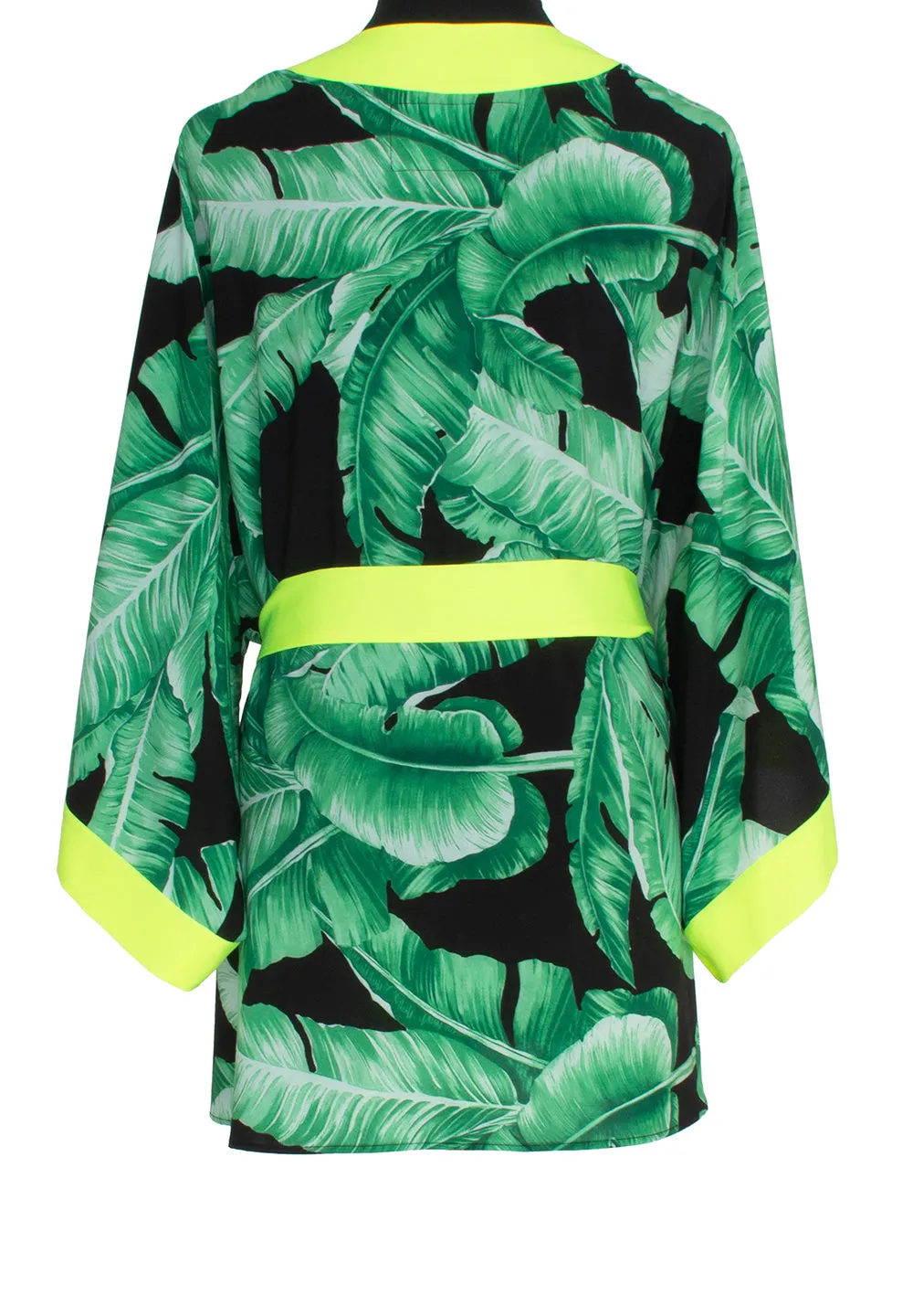 Jungle - Black Palm Kimono (Neon Yellow)
