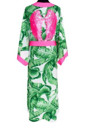 Jungle - Green Palm Kimono Wings (Neon Pink)
