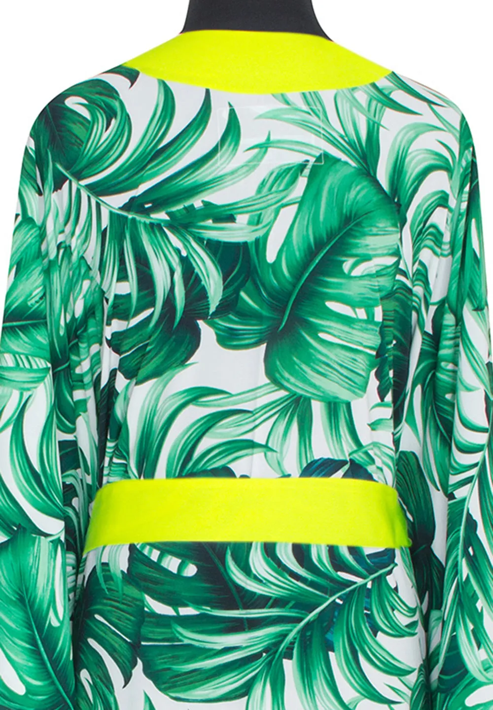 Jungle - Monstera White / Green Kimono (Neon Yellow)