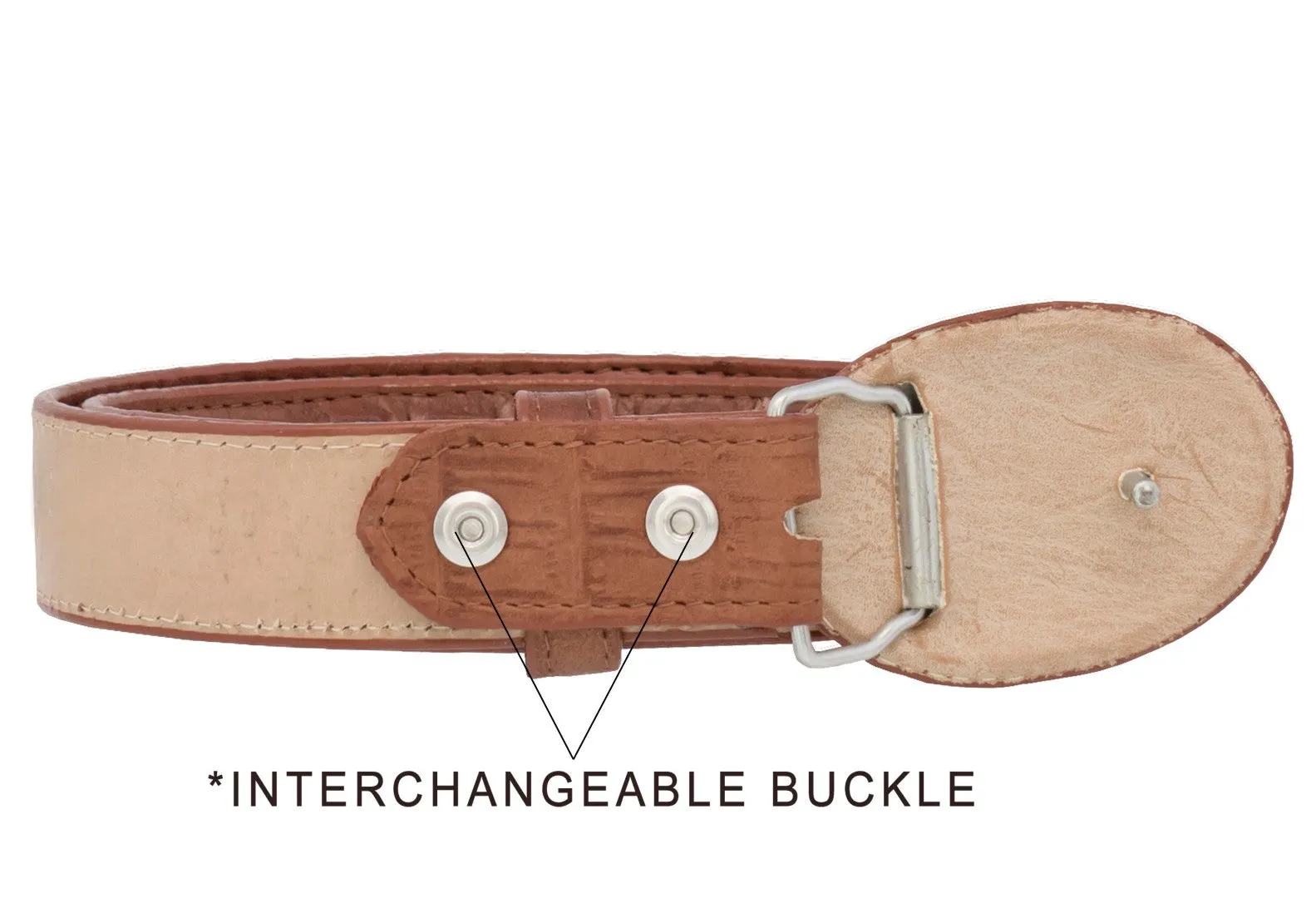 Kids Cognac Western Cowboy Belt Crocodile Print Leather - Rodeo Buckle