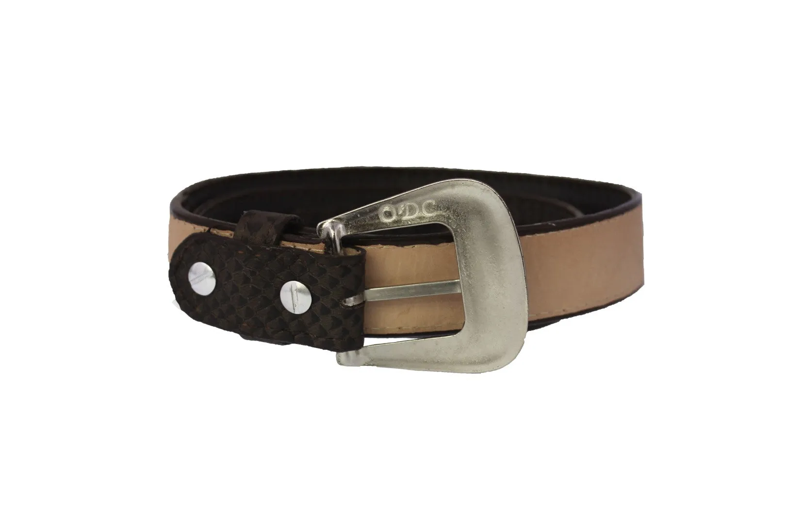 Kids Dark Brown Western Cowboy Belt Snake Print Leather - Removable Buckle