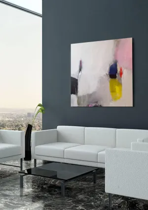 Large Abstract giclee print, White, Pink modern abstract painting print, large giclee art print, print of an original acrylic painting