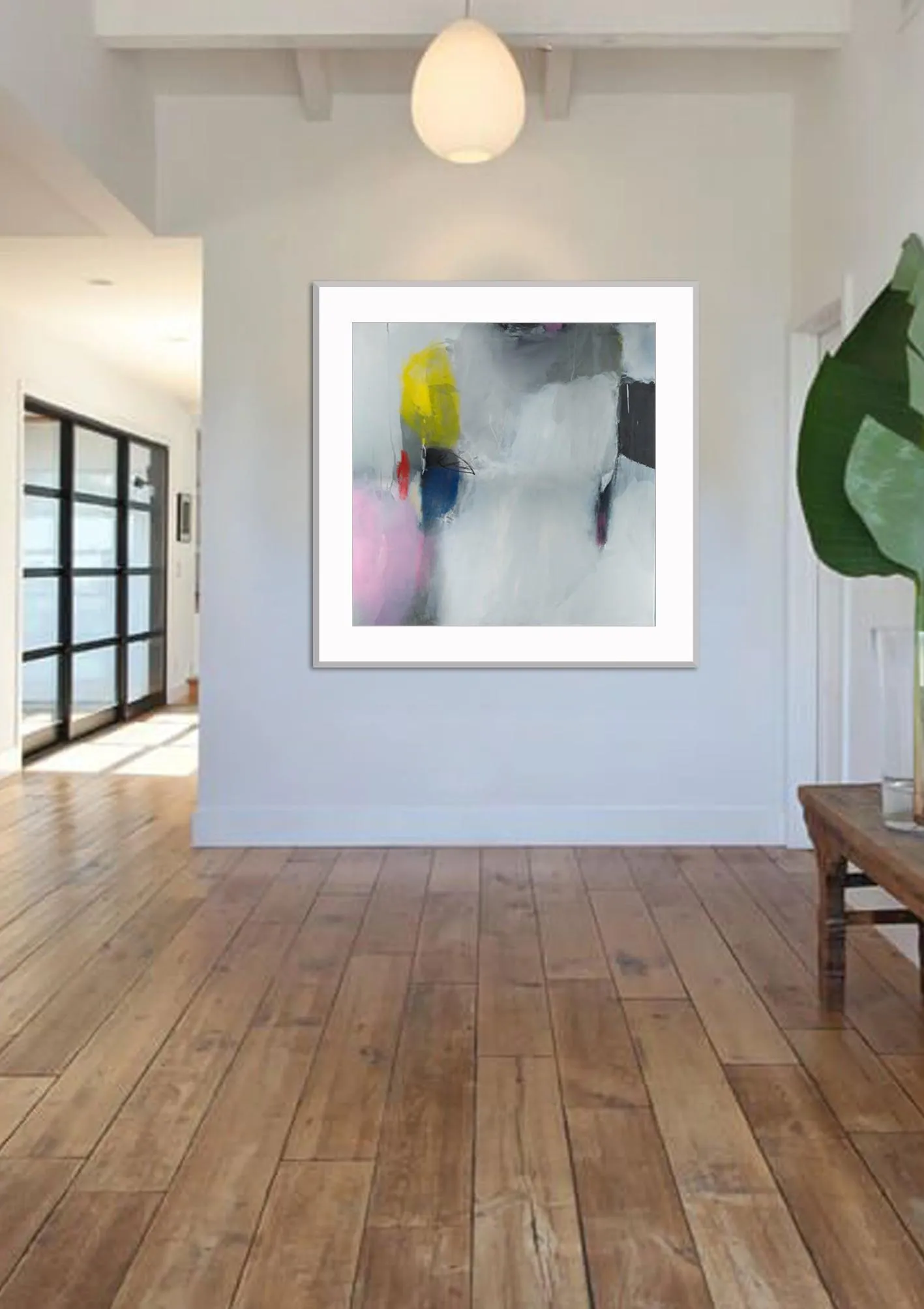 Large Abstract giclee print, White, Pink modern abstract painting print, large giclee art print, print of an original acrylic painting